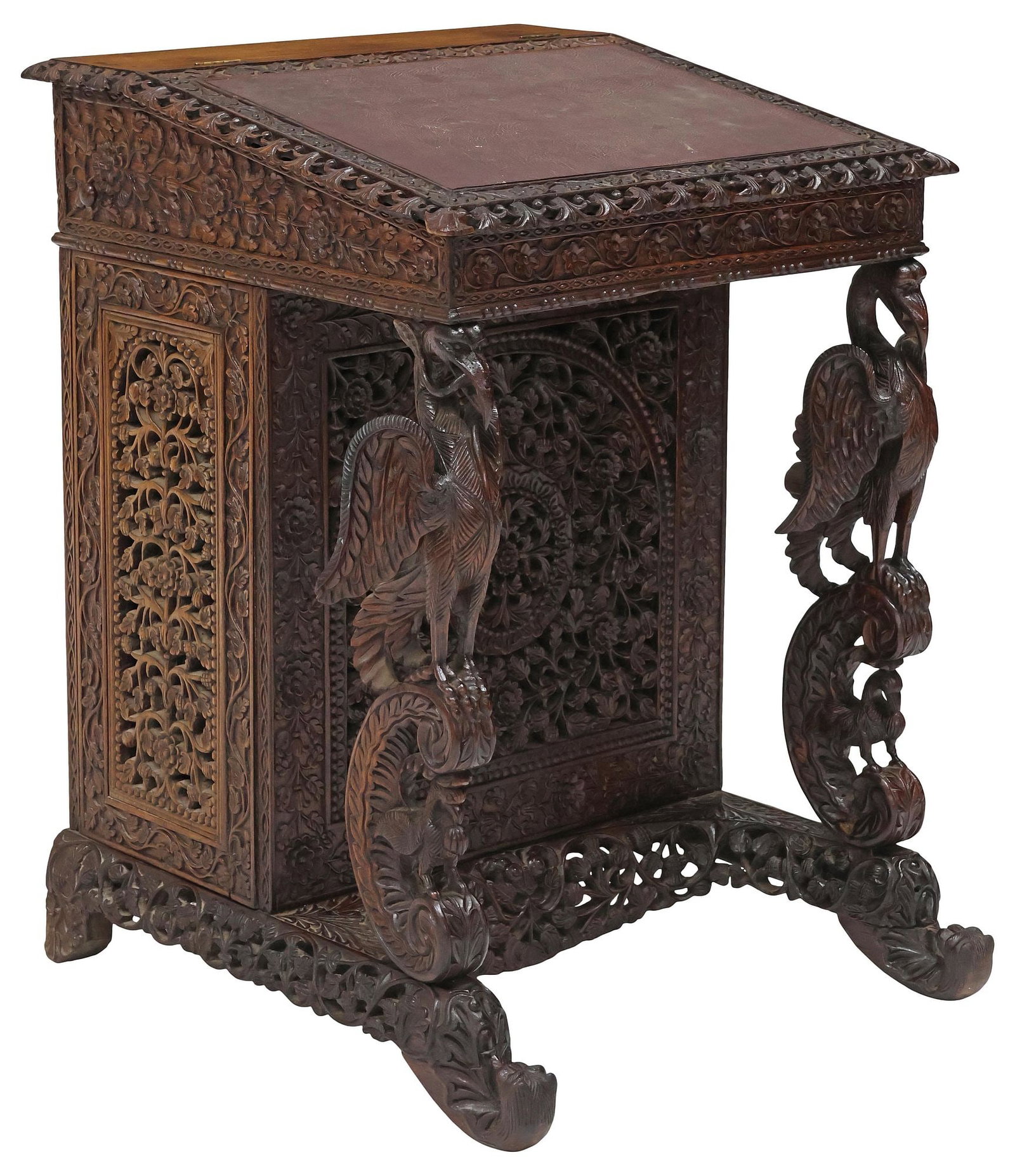 ANGLO-INDIAN HEAVILY-CARVED HARDWOOD DAVENPORT DESK (1 of 12)