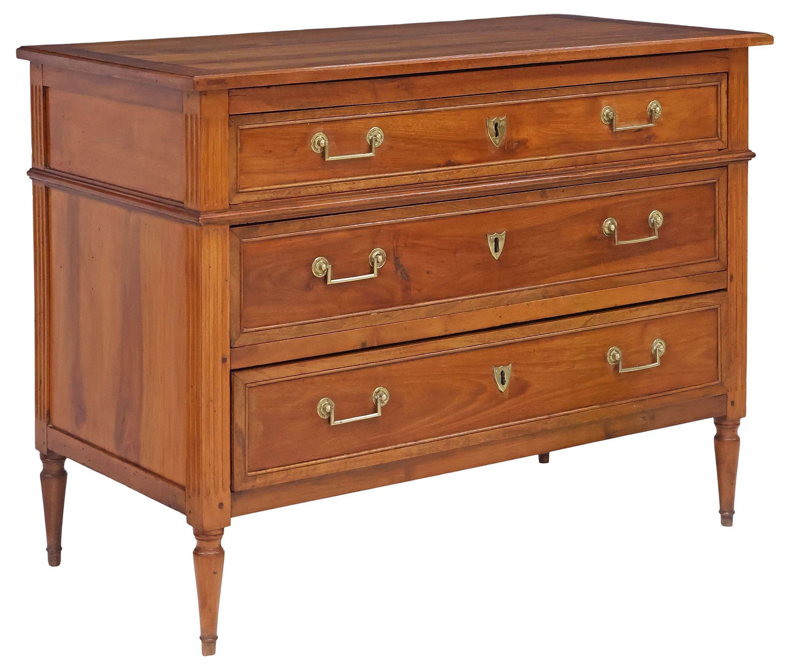 FRENCH LOUIS XVI STYLE 3-DRAWER WALNUT COMMODE, 19TH C. (1 of 5)