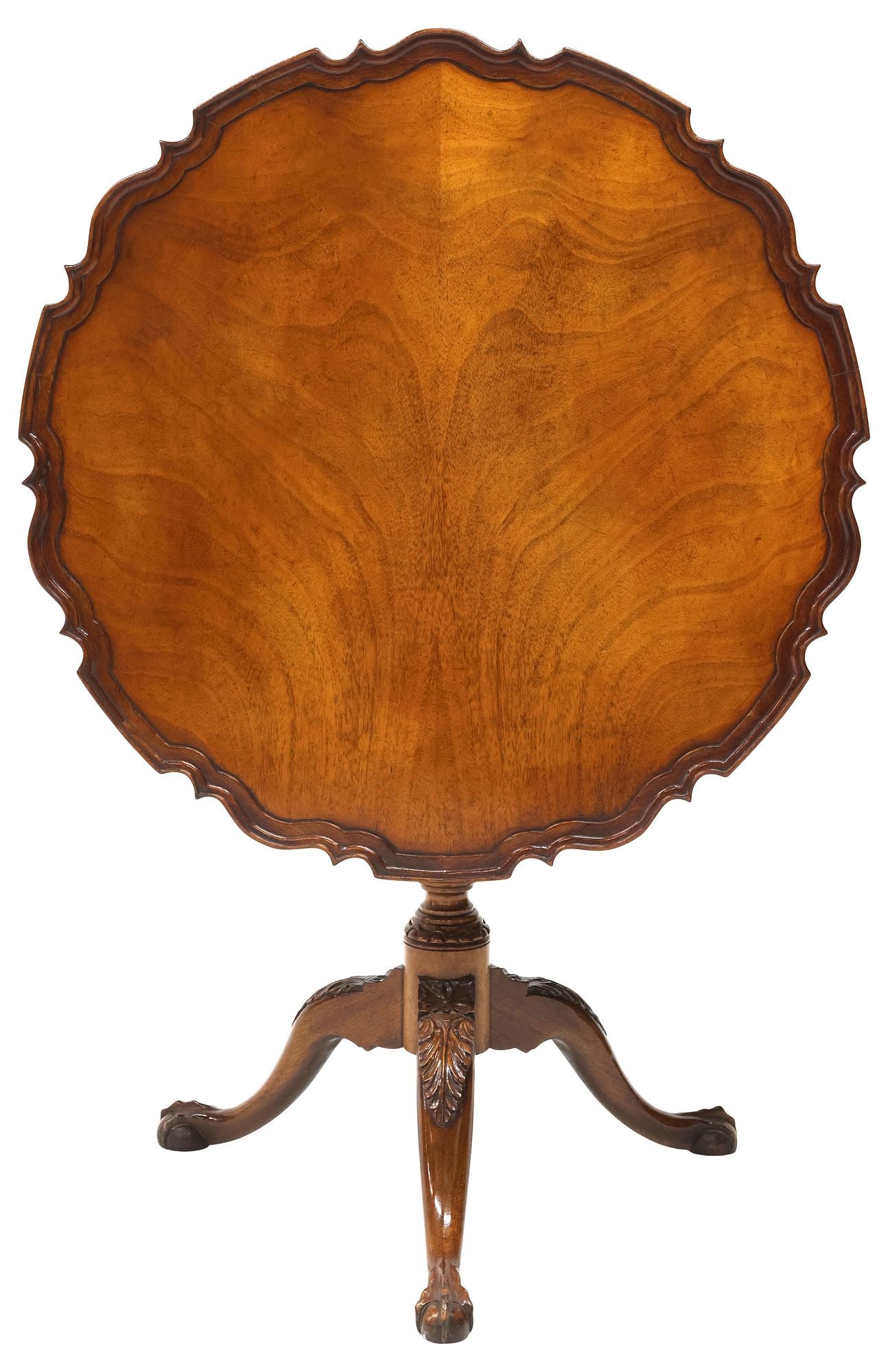 ENGLISH CHIPPENDALE STYLE CARVED MAHOGANY TILT-TOP TEA TABLE (1 of 5)