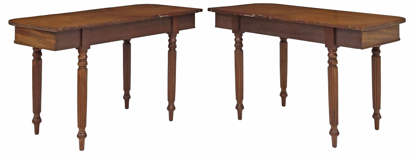 (2) ENGLISH WILLIAM IV PERIOD BURLED MAHOGANY CONSOLE TABLES (1 of 5)