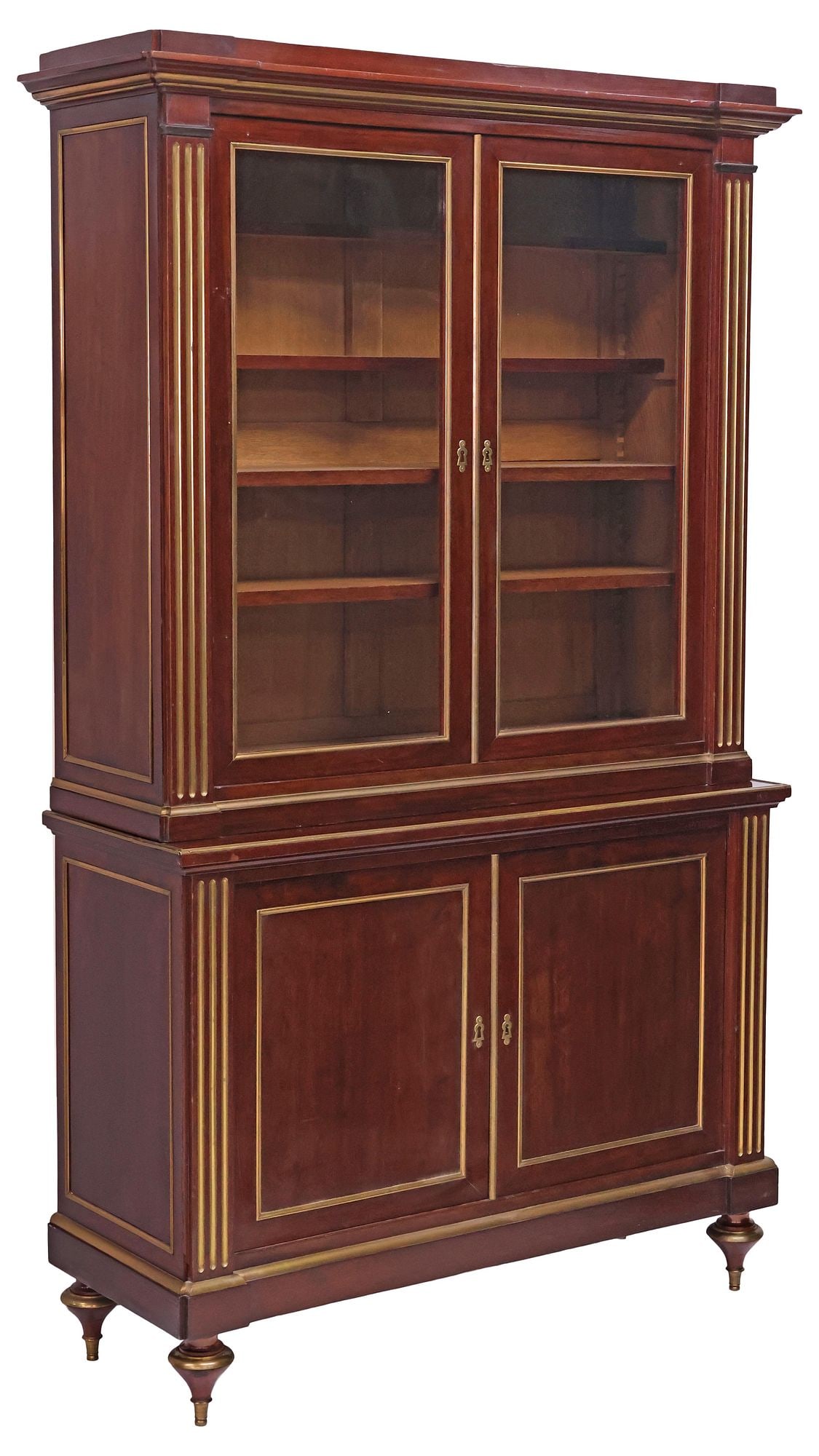 FRENCH LOUIS XVI STYLE MAHOGANY GLAZED DISPLAY BOOKCASE (1 of 5)