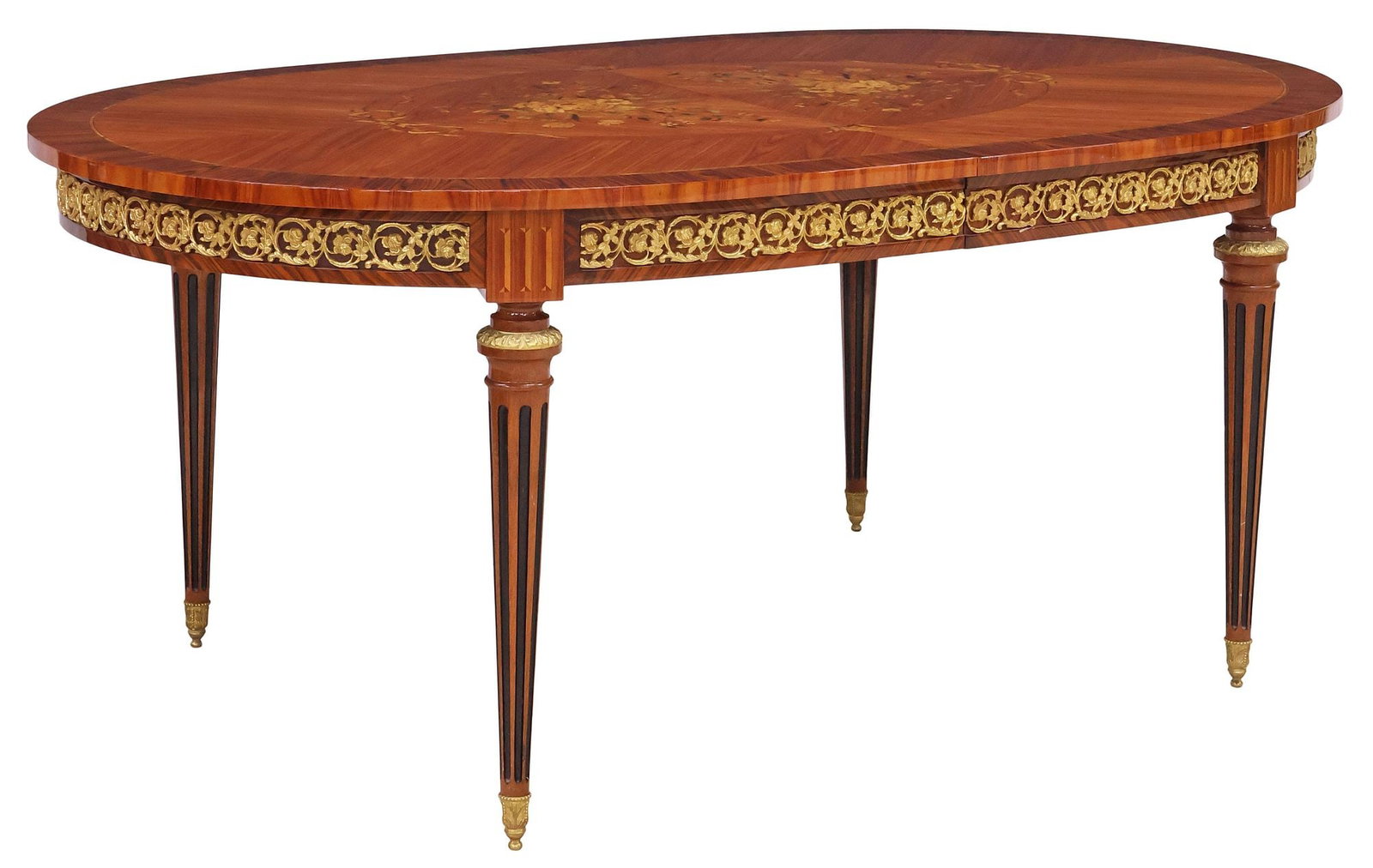 FRENCH LOUIS XVI STYLE LACQUERED MARQUETRY EXTENSION DINING TABLE (1 of 6)