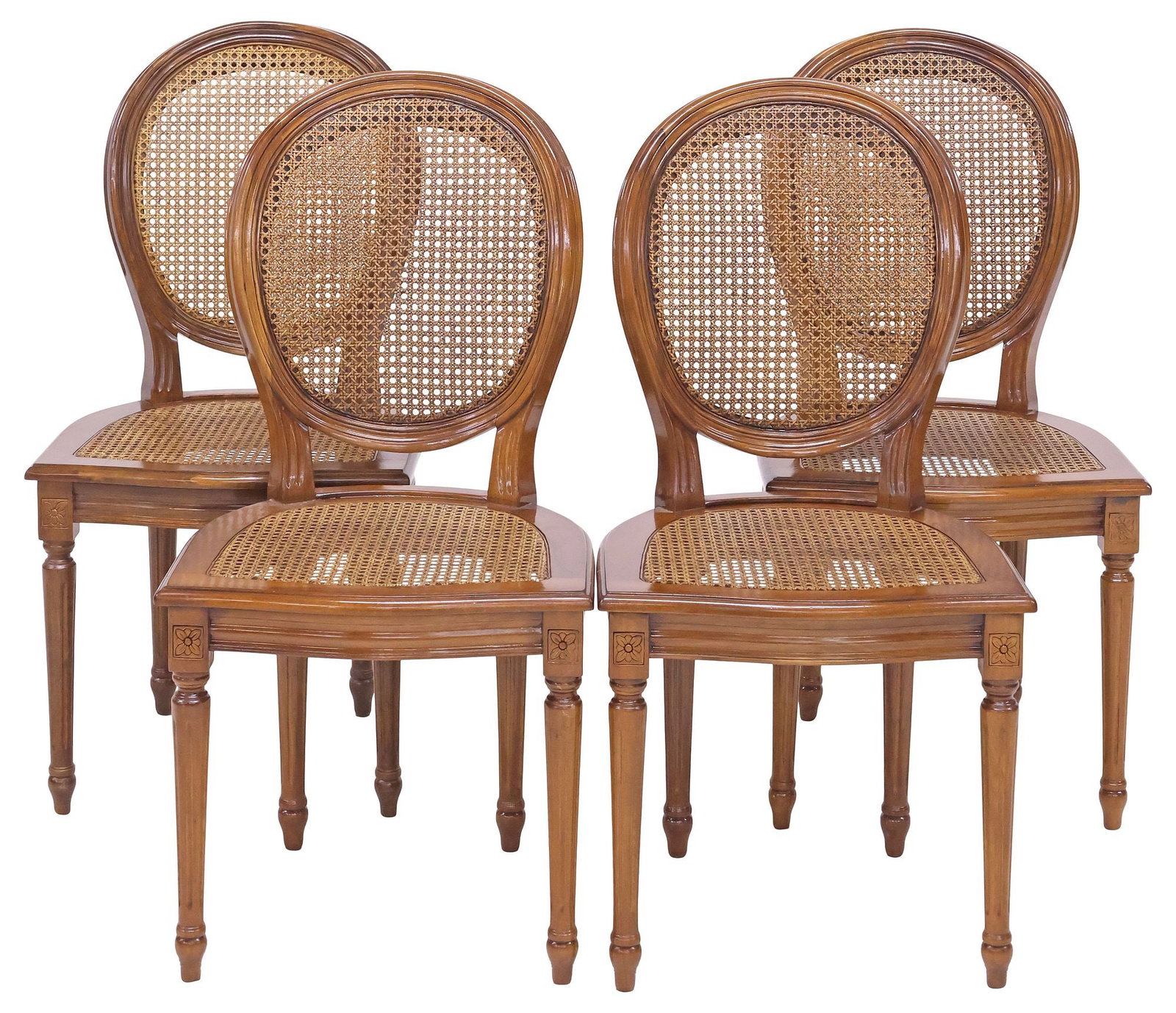 (4) FRENCH LOUIS XVI STYLE CANED WALNUT SIDE CHAIRS (1 of 3)