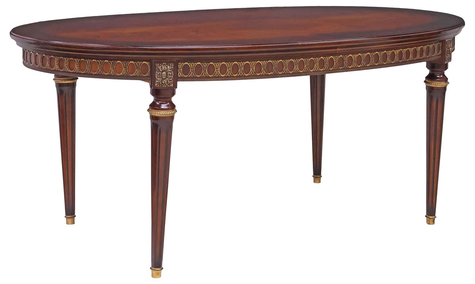FRENCH LOUIS XVI STYLE MAHOGANY DRAW-LEAF EXTENSION DINING TABLE (1 of 6)