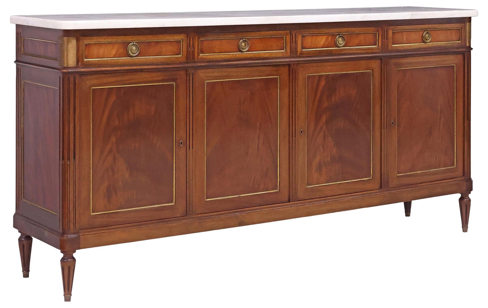FRENCH LOUIS XVI STYLE MARBLE-TOP MAHOGANY SIDEBOARD (1 of 6)