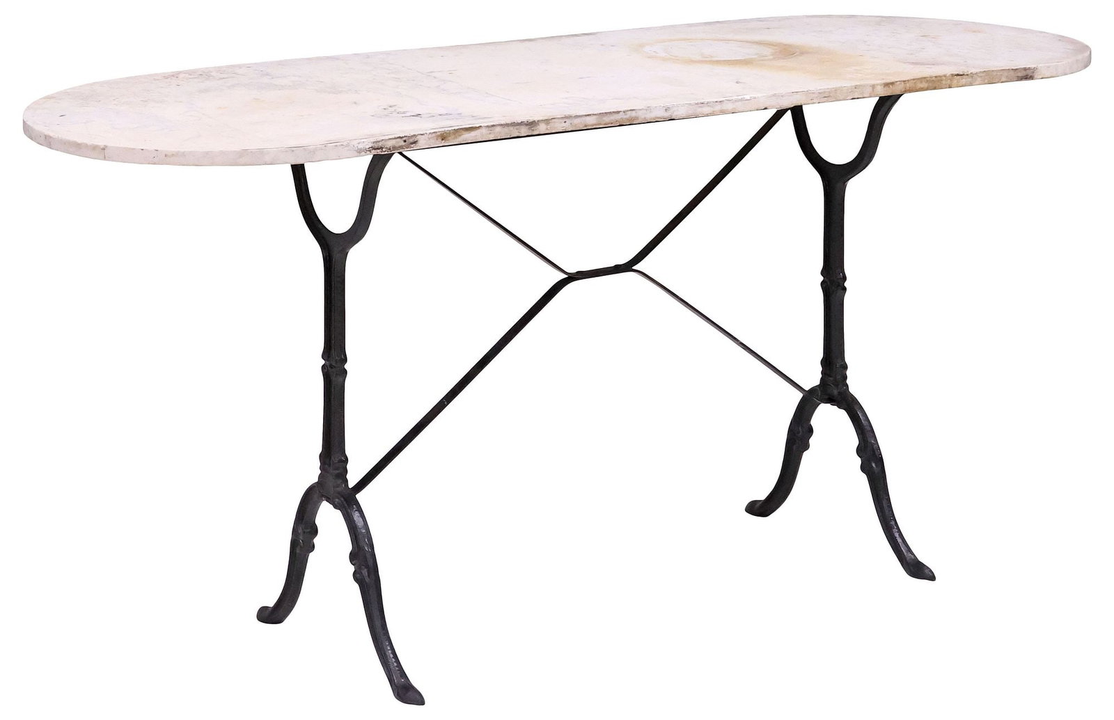 FRENCH MARBLE-TOP CAST IRON BISTRO TABLE (1 of 4)