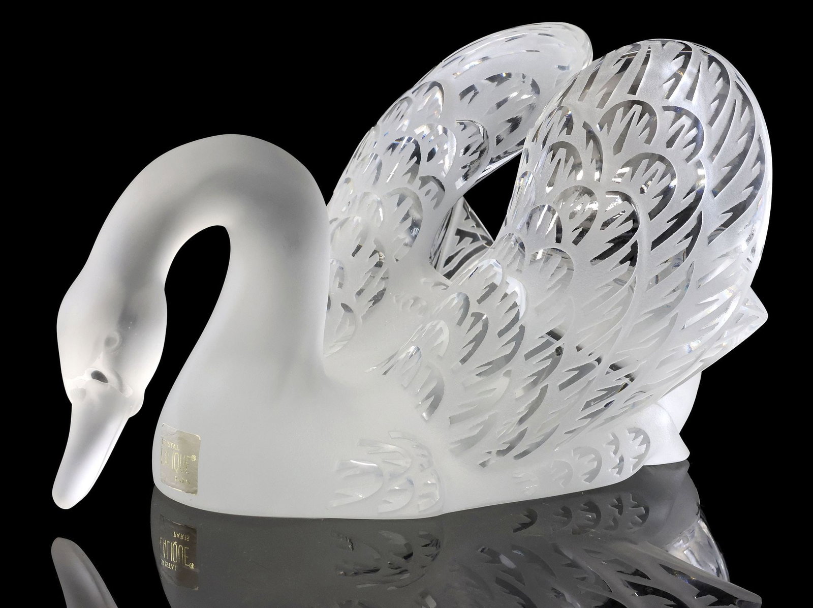 FRENCH LALIQUE FROSTED ART CRYSTAL SWAN CENTERPIECE SCULPTURE (1 of 7)