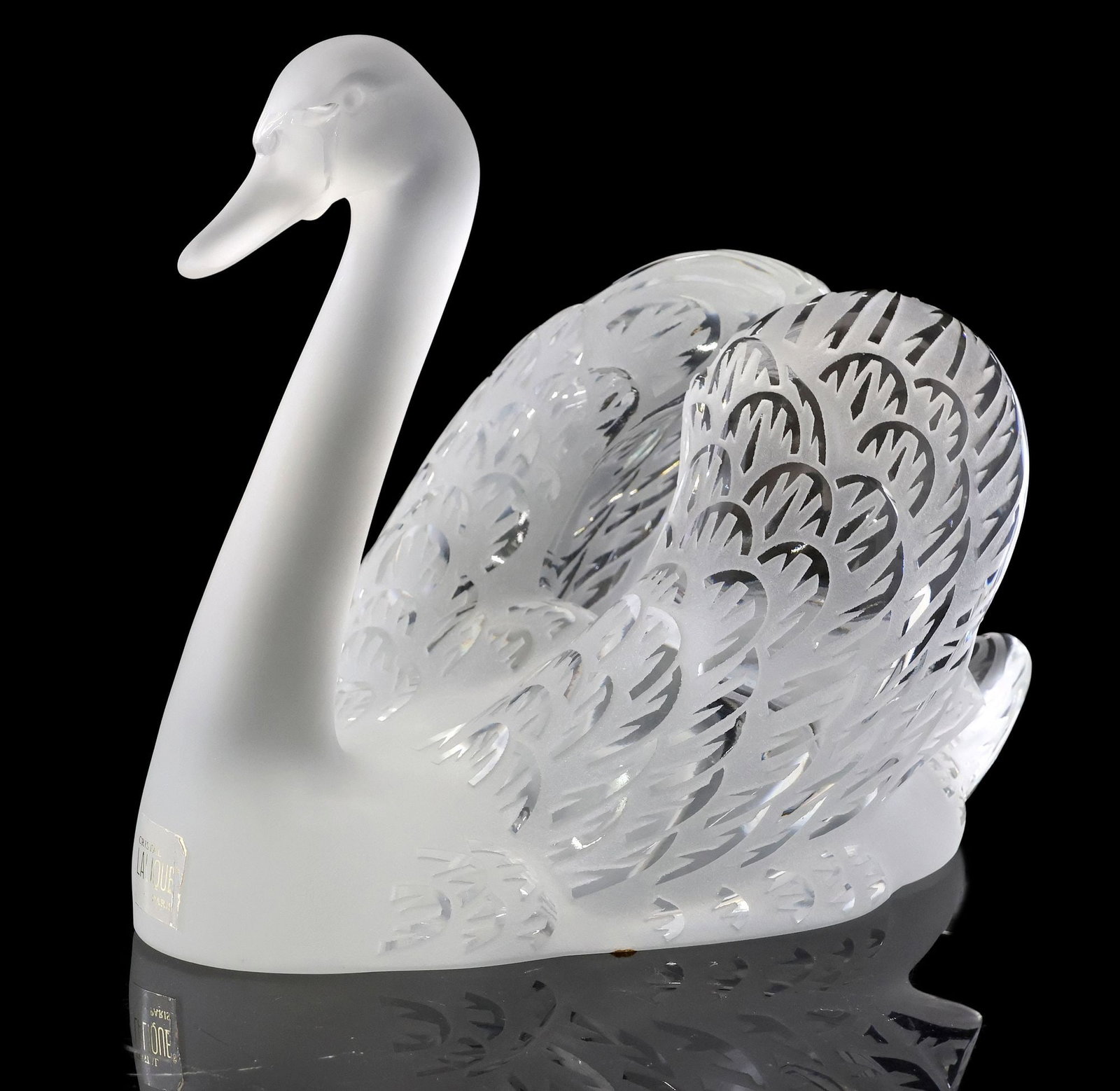 FRENCH LALIQUE FROSTED ART CRYSTAL SWAN CENTERPIECE SCULPTURE (1 of 7)