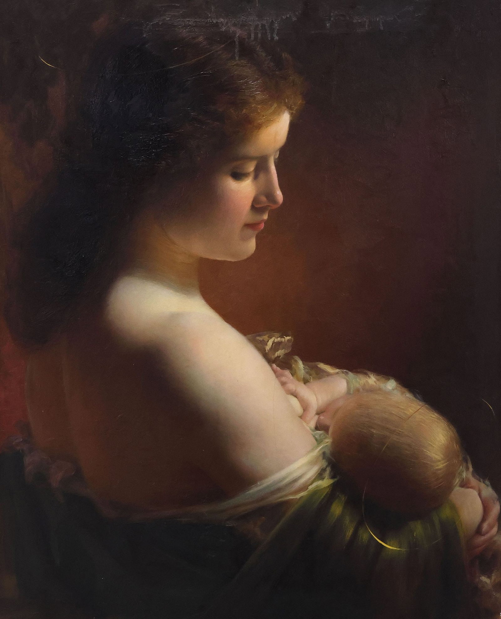 CHARLES FREDERICK NAEGELE (D.1944) 'DIVINITY OF MOTHERHOOD' OIL PAINTING (1 of 4)