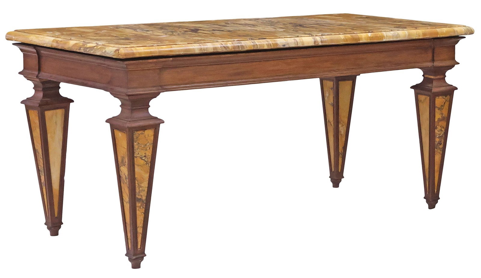 ITALIAN NEOCLASSICAL STYLE MARBLE-TOP WALNUT DINING TABLE (1 of 5)