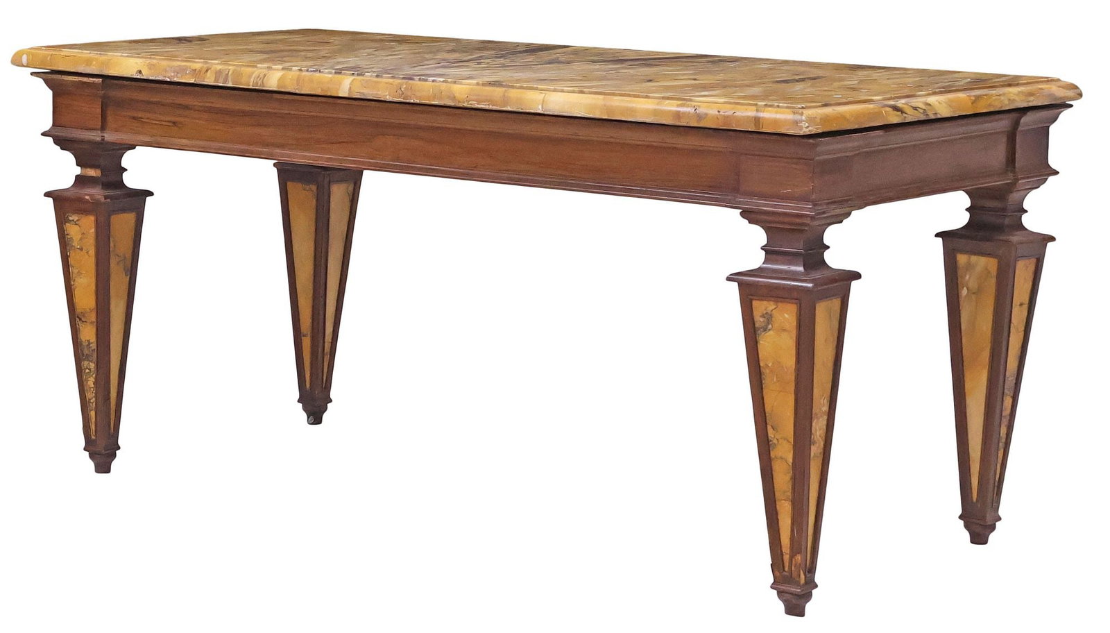 ITALIAN NEOCLASSICAL STYLE MARBLE-TOP WALNUT DINING TABLE (1 of 5)