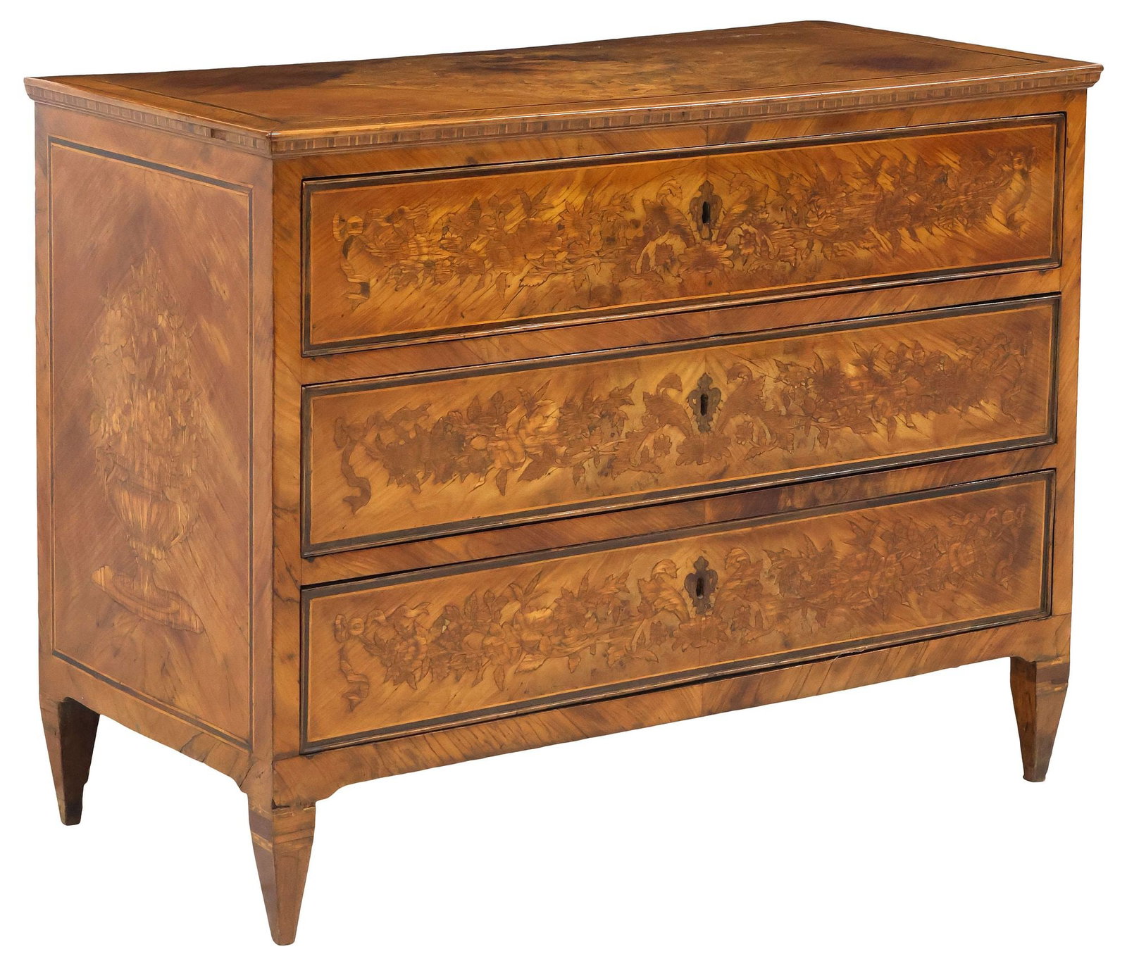 ITALIAN NEOCLASSICAL MARQUETRY & WALNUT COMMODE, 18TH / 19TH C. (1 of 8)