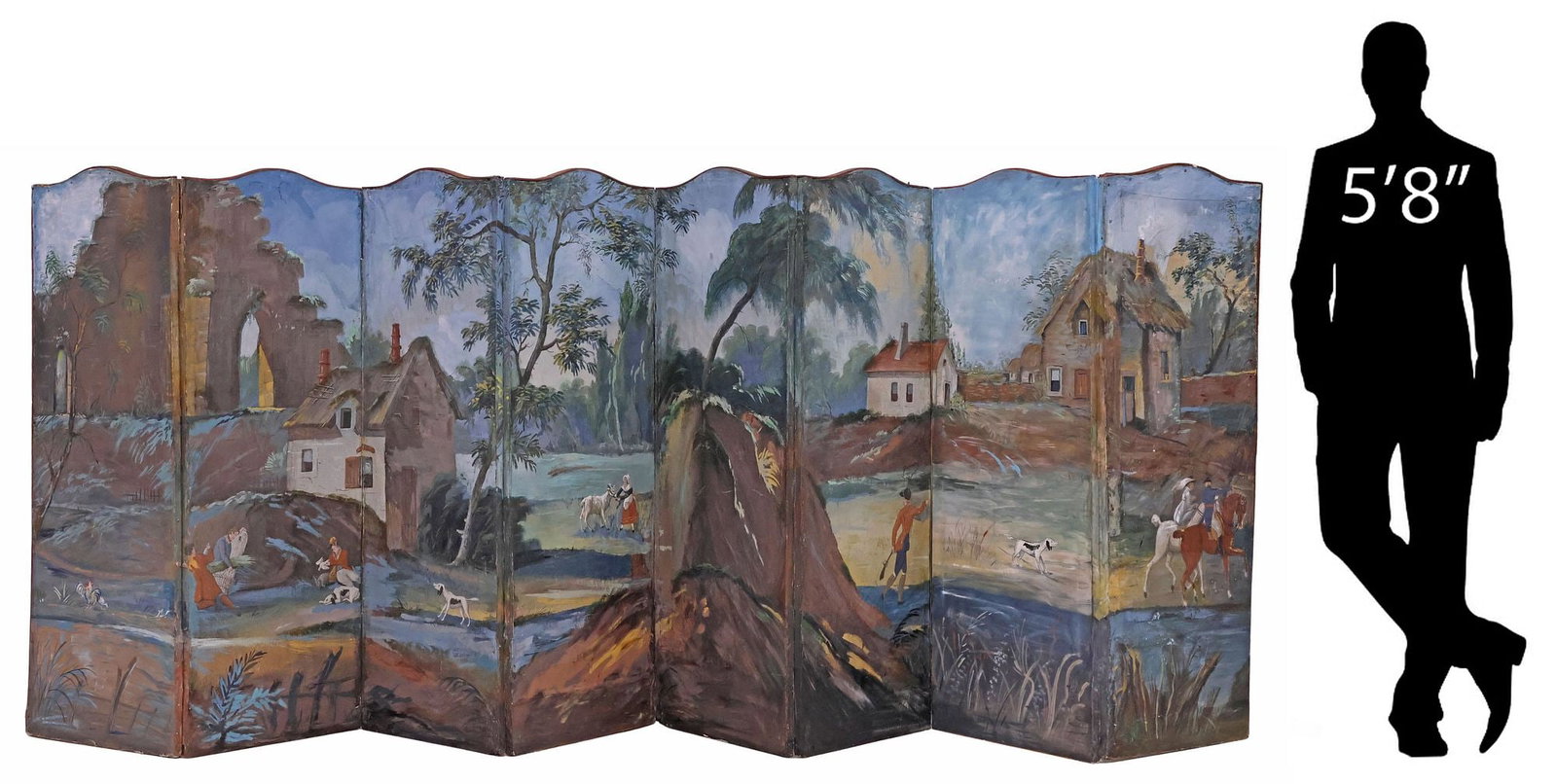 LARGE PANORAMIC PASTORAL LANDSCAPE WALLPAPER 8-PANEL FOLDING SCREEN (1 of 5)