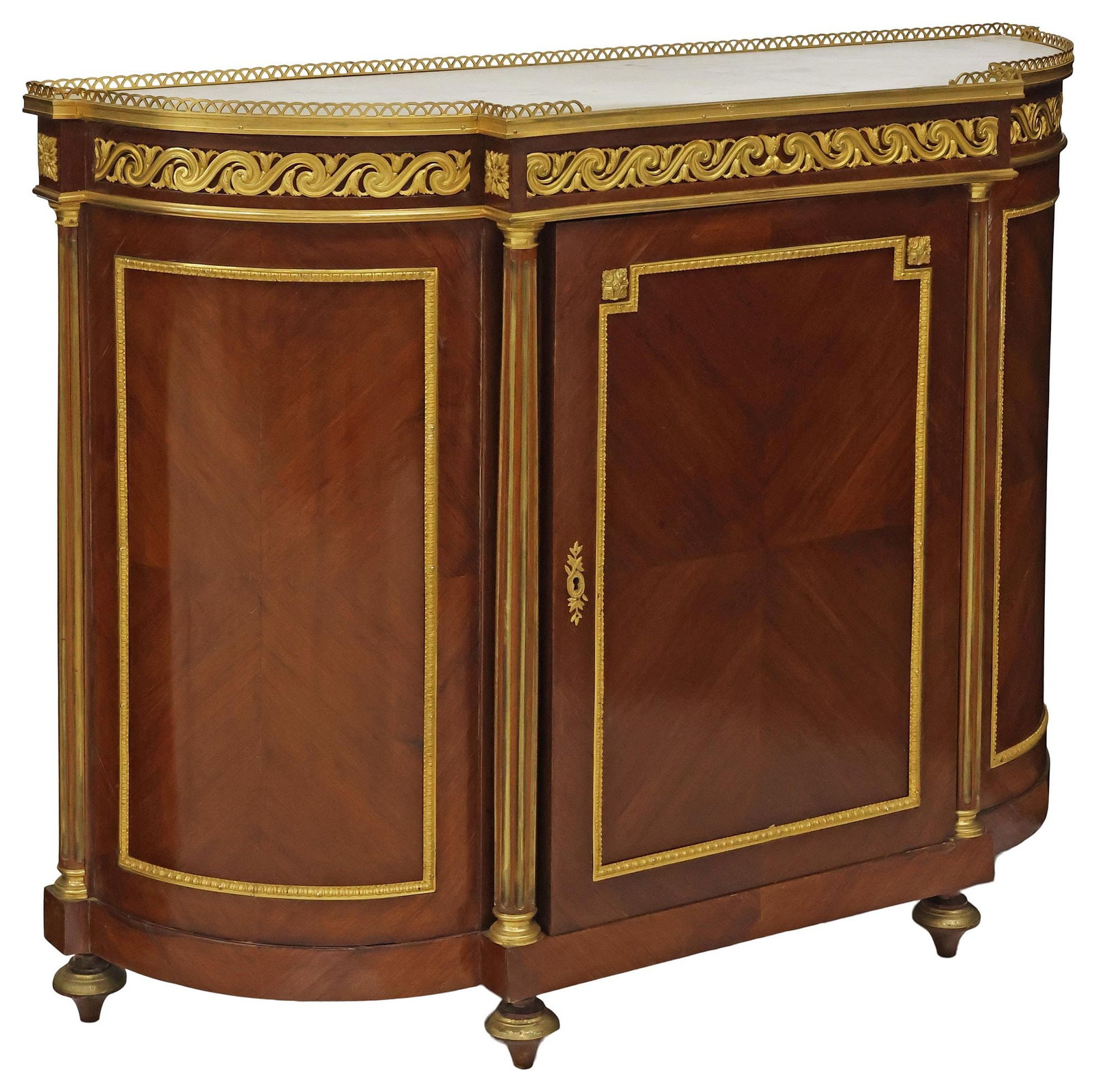 FRENCH LOUIS XVI STYLE MARBLE-TOP ORMOLU-MOUNTED MAHOGANY SERVER (1 of 5)
