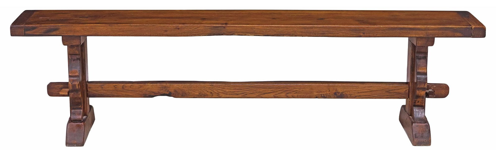 RUSTIC ITALIAN OAK TRESTLE BENCH - 2