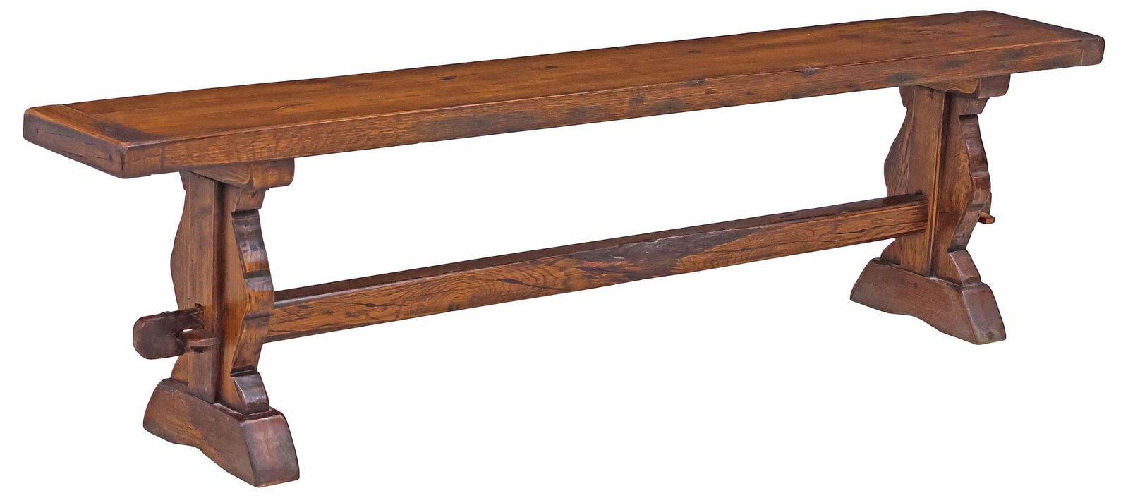 RUSTIC ITALIAN OAK TRESTLE BENCH - 4