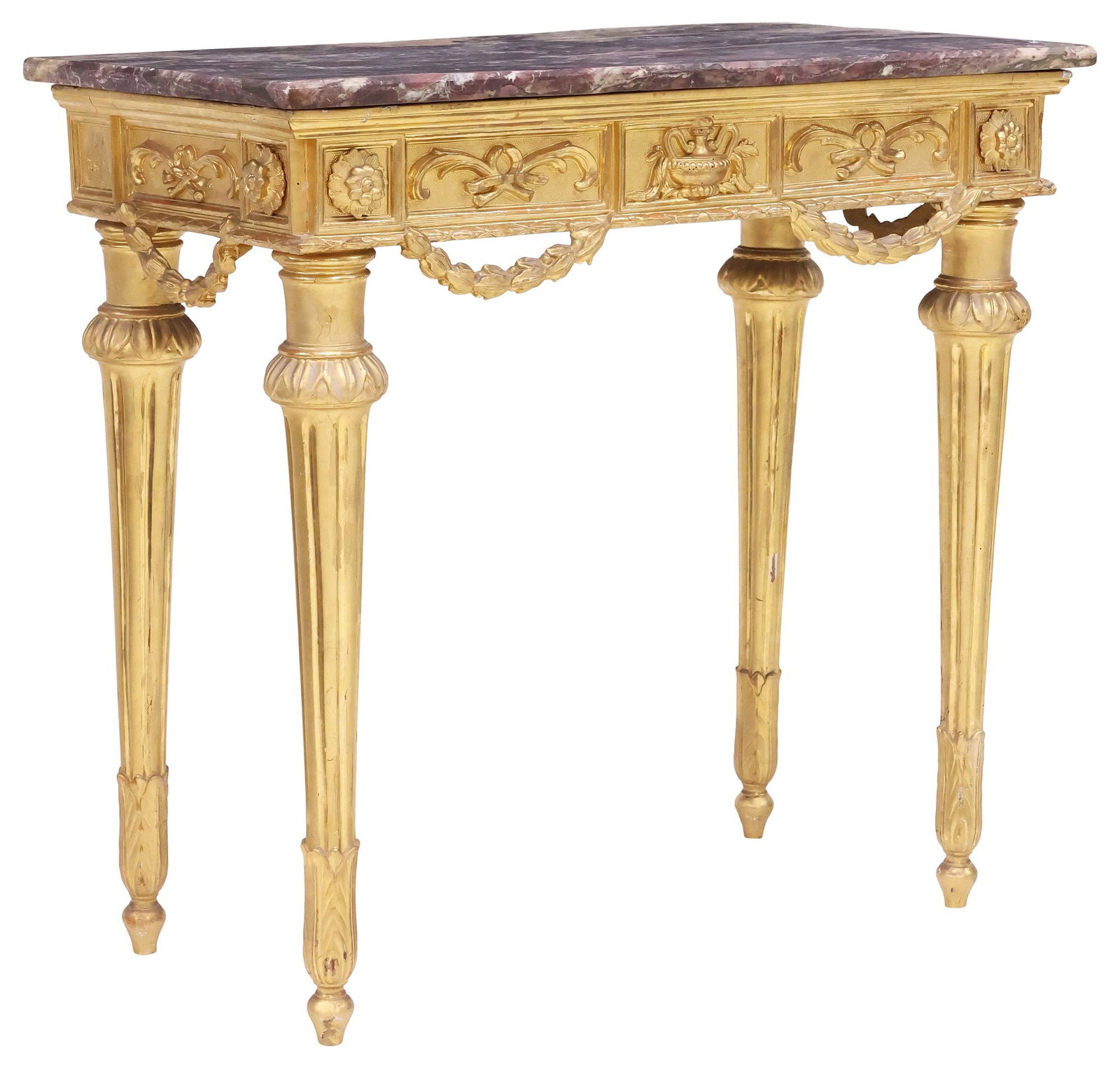 FRENCH LOUIS XVI STYLE MARBLE-TOP GILTWOOD CONSOLE TABLE (1 of 4)