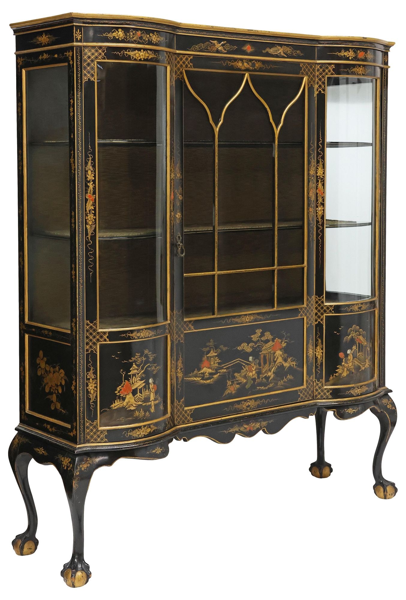 ENGLISH CHINOISERIE PARCEL-GILT & LACQUERED VITRINE CABINET (1 of 5)