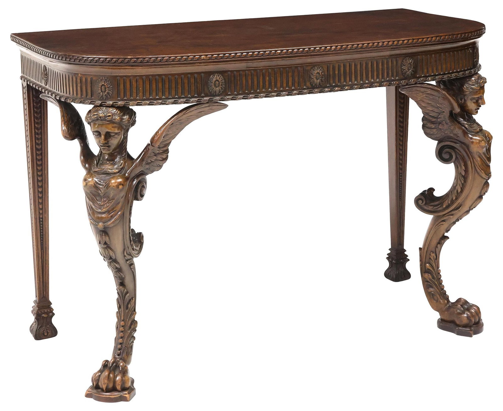 ENGLISH GEORGIAN STYLE FIGURAL CARVED MAHOGANY CONSOLE TABLE (1 of 5)