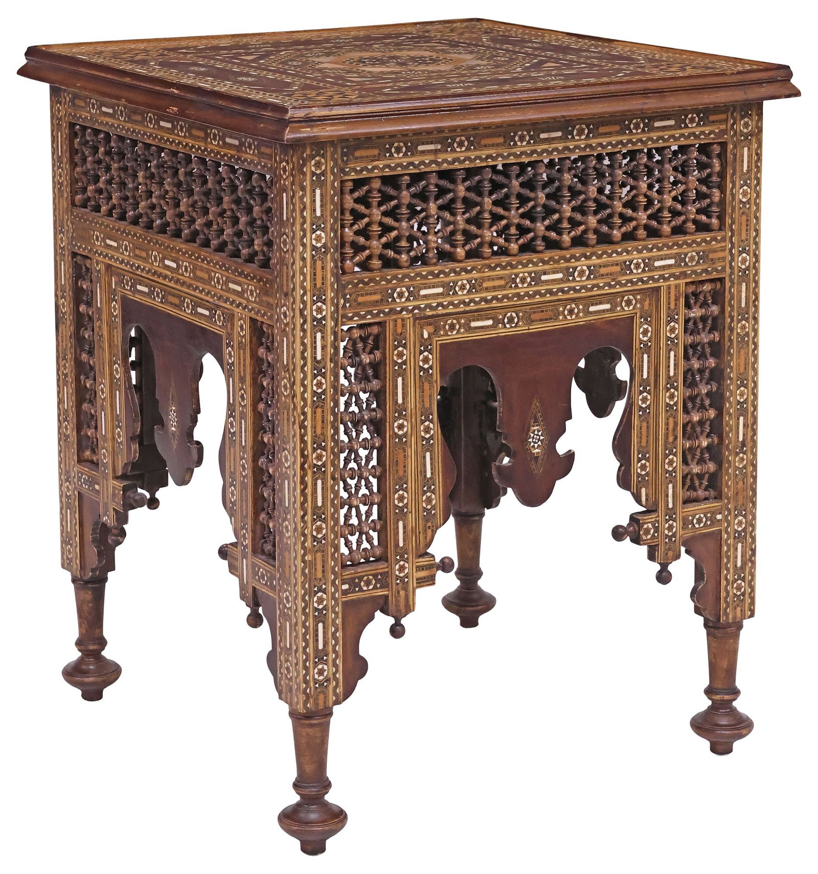 MOORISH STYLE MOSAIC-INLAID SQUARE SIDE TABLE (1 of 5)