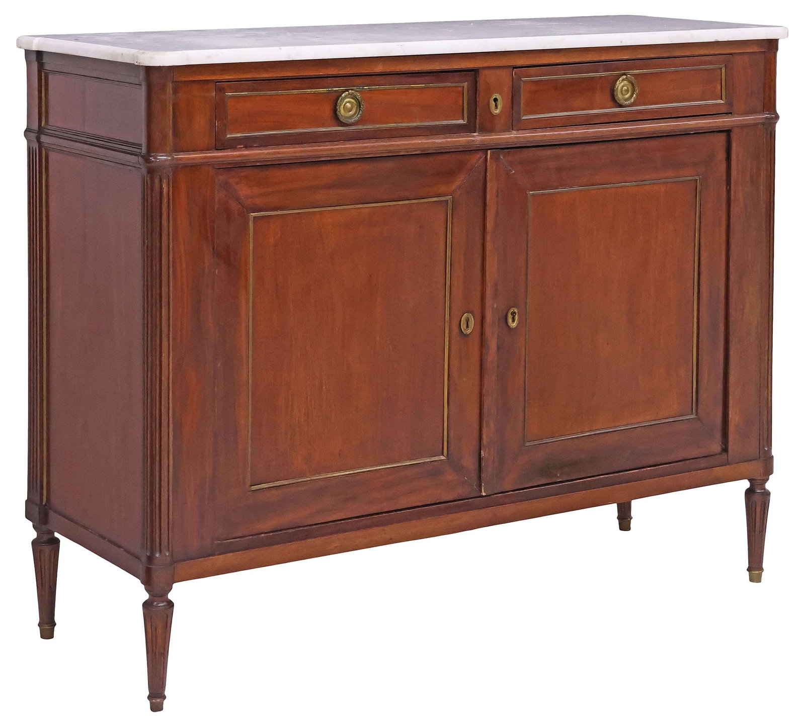FRENCH LOUIS XVI STYLE MARBLE-TOP MAHOGANY SIDEBOARD (1 of 6)