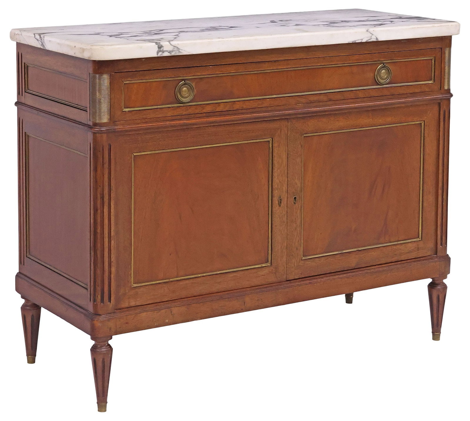 FRENCH LOUIS XVI STYLE MARBLE-TOP MAHOGANY SERVER / BUFFET (1 of 6)