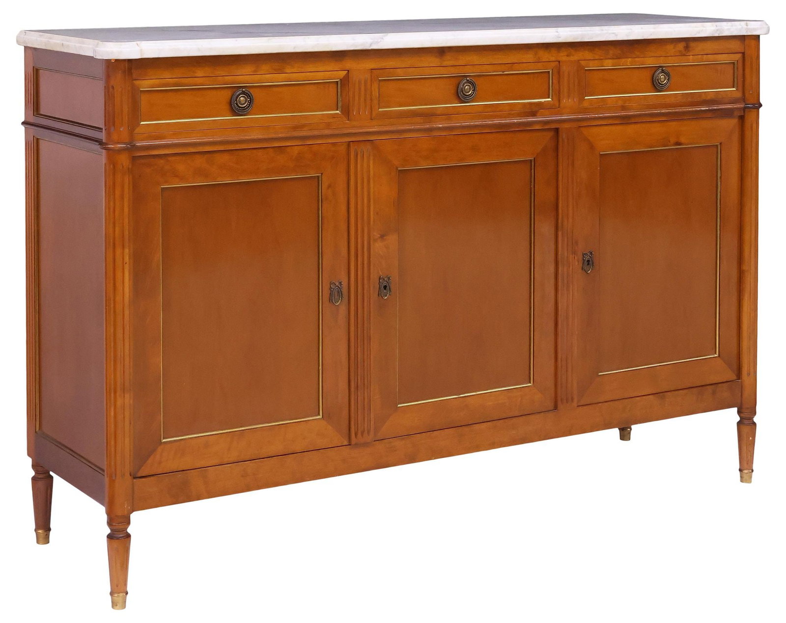 FRENCH LOUIS XVI STYLE MARBLE-TOP MAHOGANY SIDEBOARD (1 of 6)