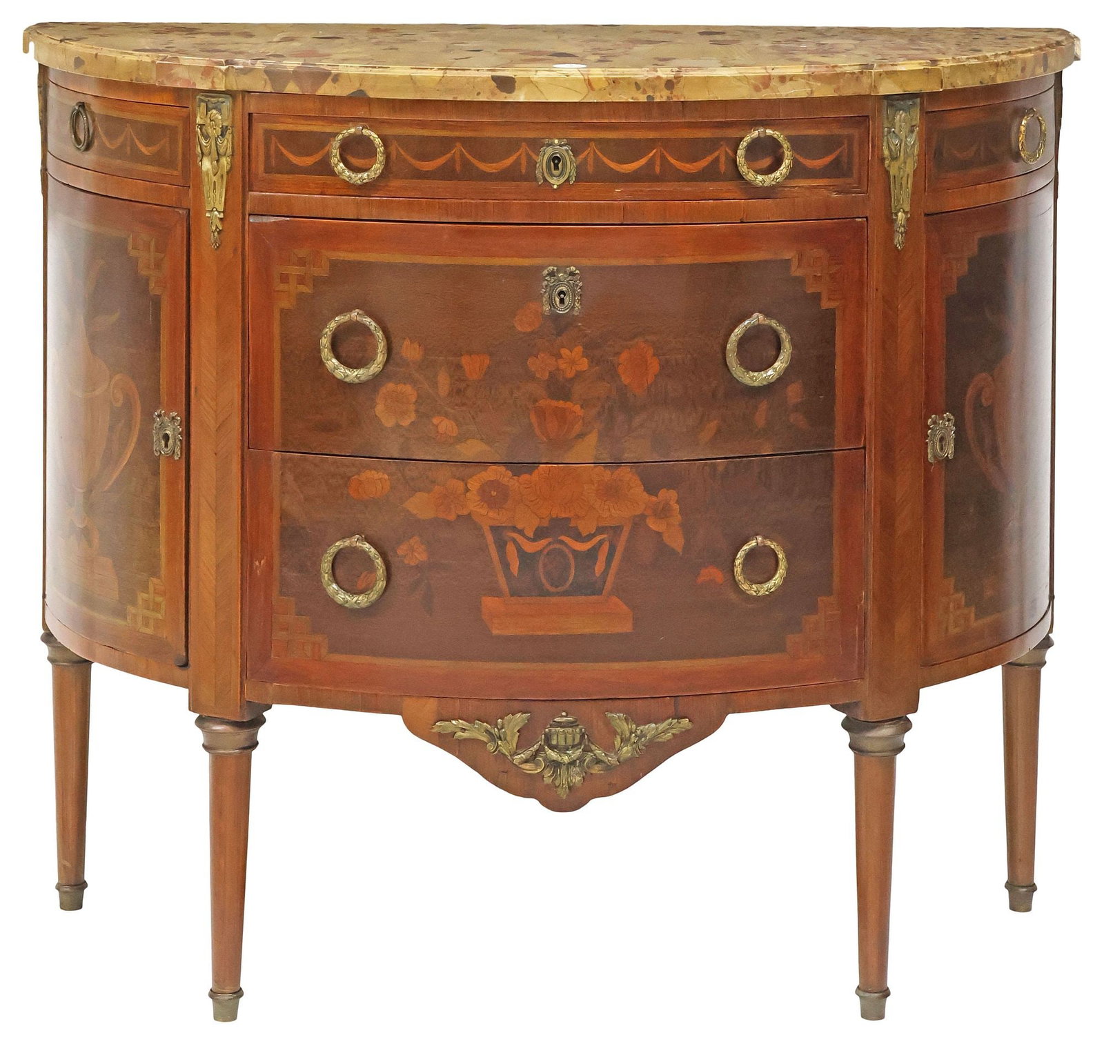 FRENCH LOUIS XVI STYLE MARBLE-TOP & MARQUETRY-INLAID SERVER (1 of 6)