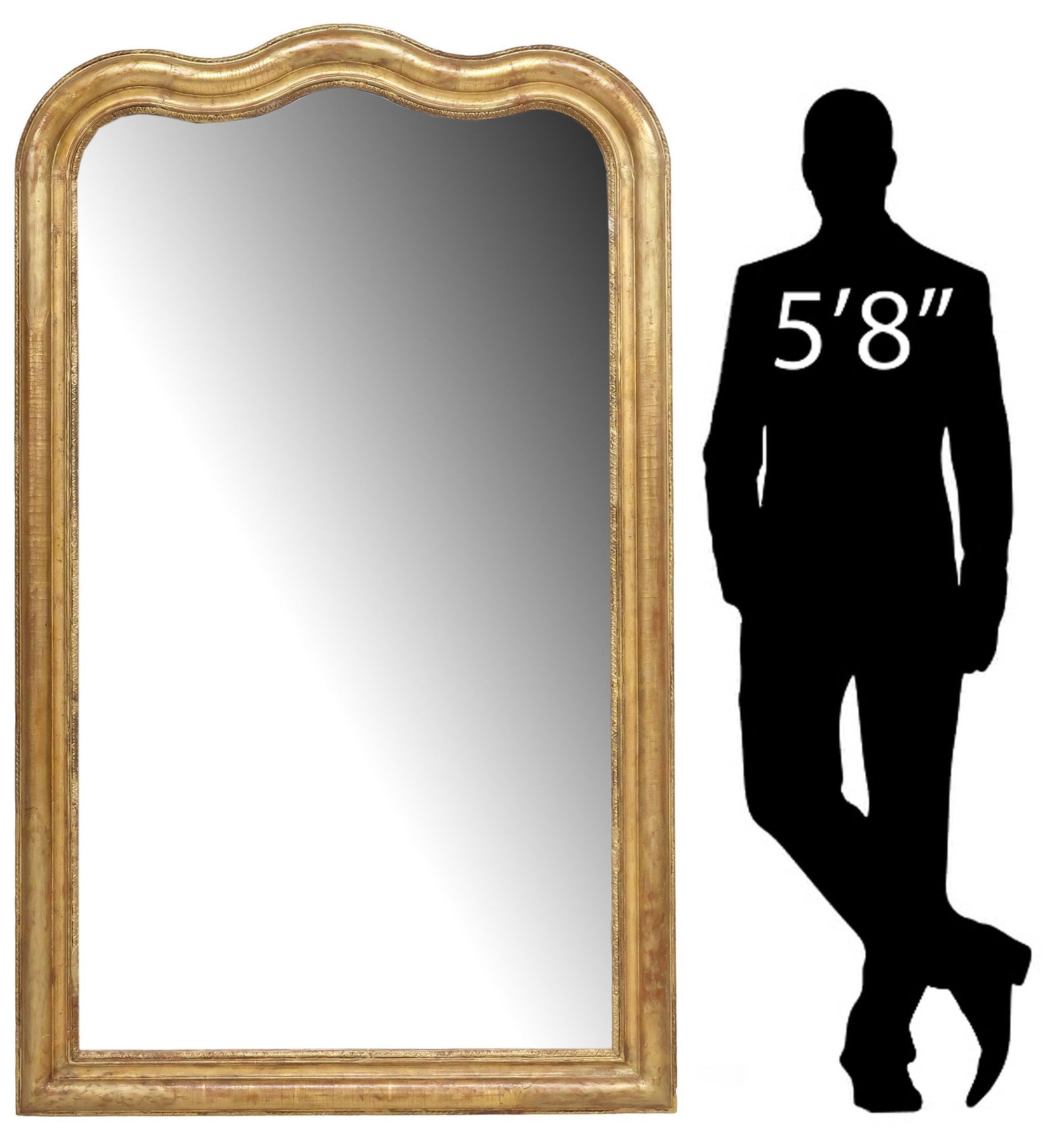 LARGE LOUIS PHILIPPE PERIOD GILTWOOD WALL MIRROR, 72.5"H (1 of 4)