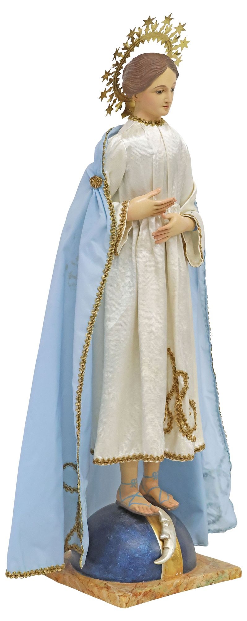 SPANISH CARVED SANTO FIGURE, MADONNA OF IMMACULATE CONCEPTION, 32"H (1 of 4)
