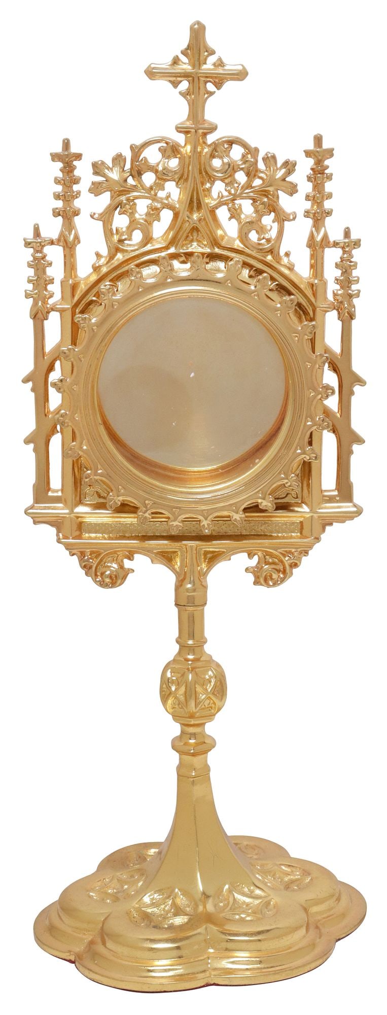GOTHIC-STYLE ARCHITECTURAL GILT METAL MONSTRANCE ALTAR RELIQUARY (1 of 4)