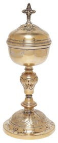 FRENCH NEOCLASSICAL STYLE GILT-SILVER LITURGICAL CIBORIUM