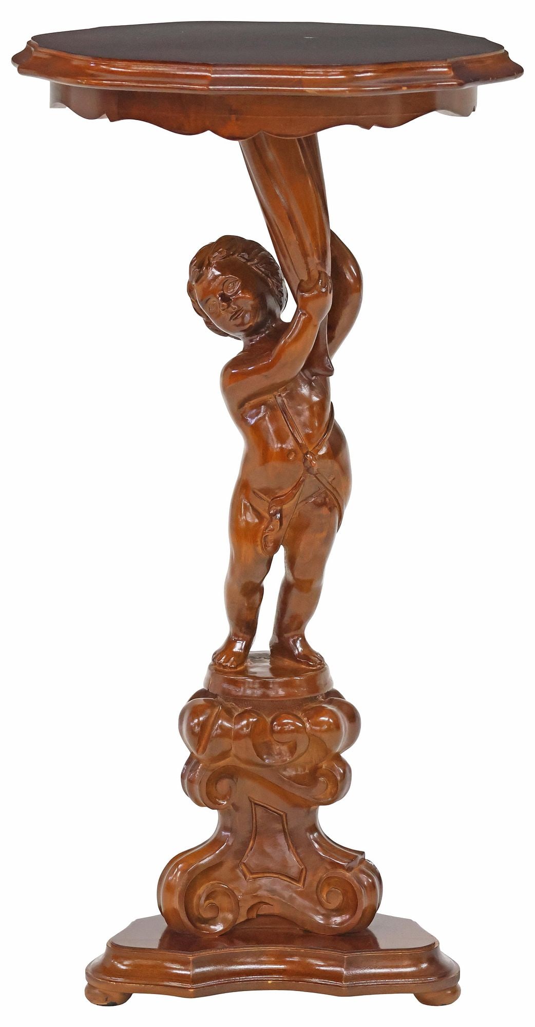 ITALIANATE BAROQUE STYLE CARVED WALNUT FIGURAL SIDE TABLE (1 of 4)