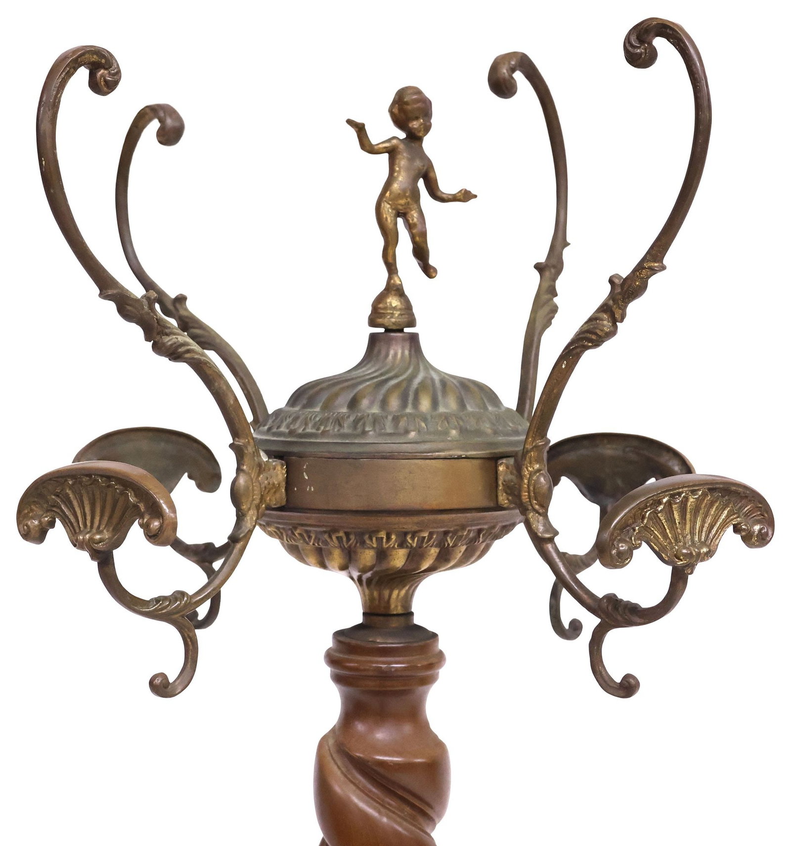ITALIAN GILT METAL PUTTI & SPIRAL-TURNED WOOD HALL TREE (1 of 6)
