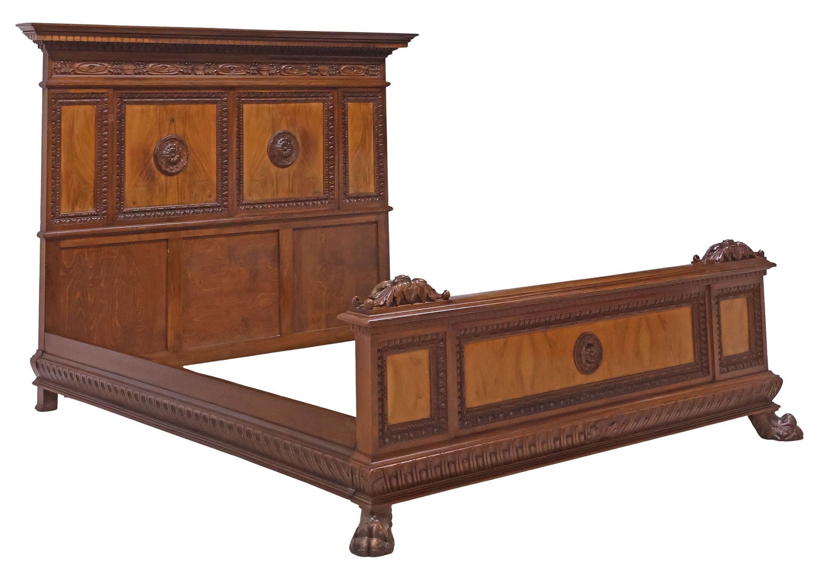 ITALIAN RENAISSANCE REVIVAL CARVED WALNUT BED (1 of 3)