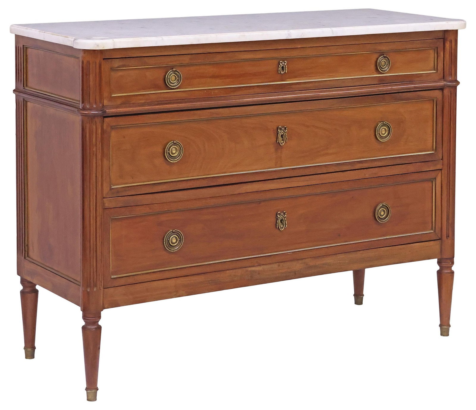 FRENCH LOUIS XVI STYLE MARBLE-TOP MAHOGANY COMMODE (1 of 5)