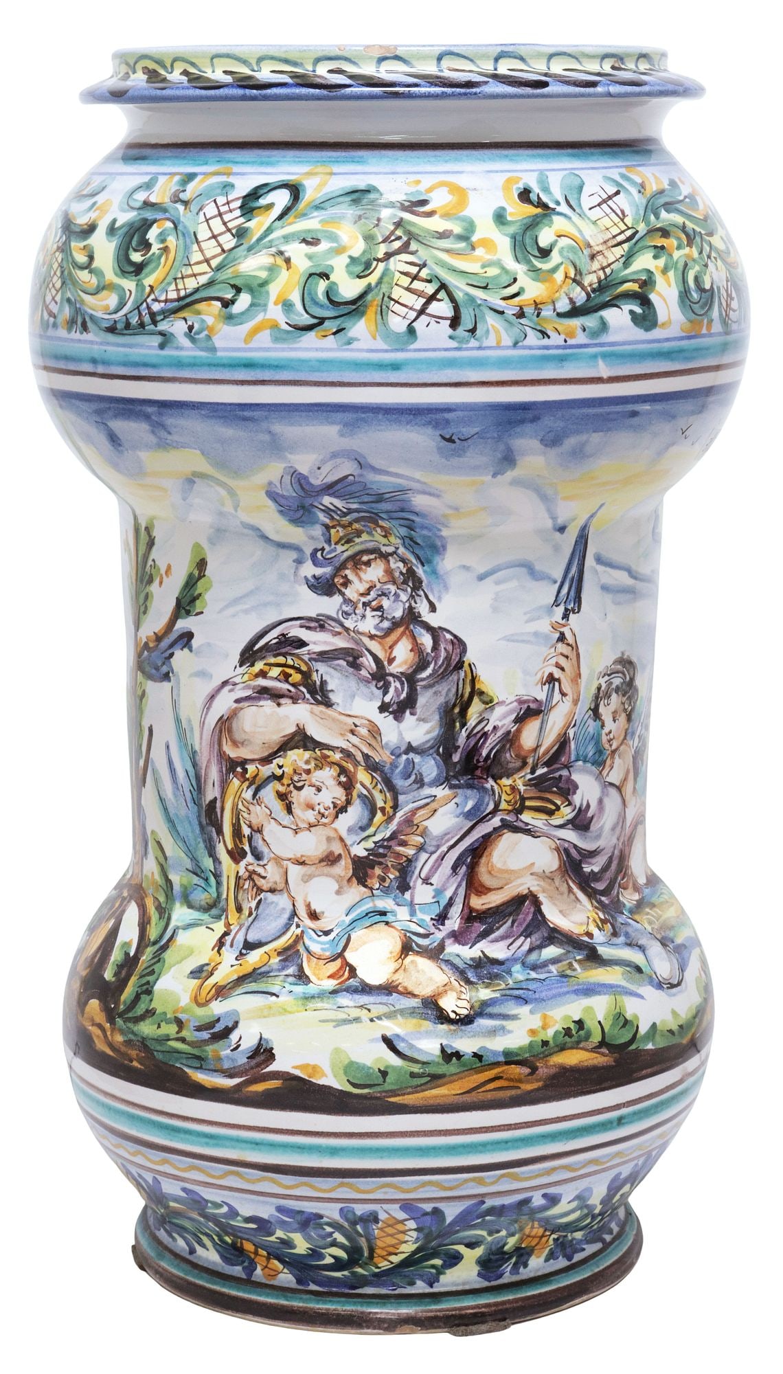 ITALIAN GIUSEPPE MAZZOTTI ALBISOLA MAJOLICA ALBARELLO VASE, 20"H (1 of 4)