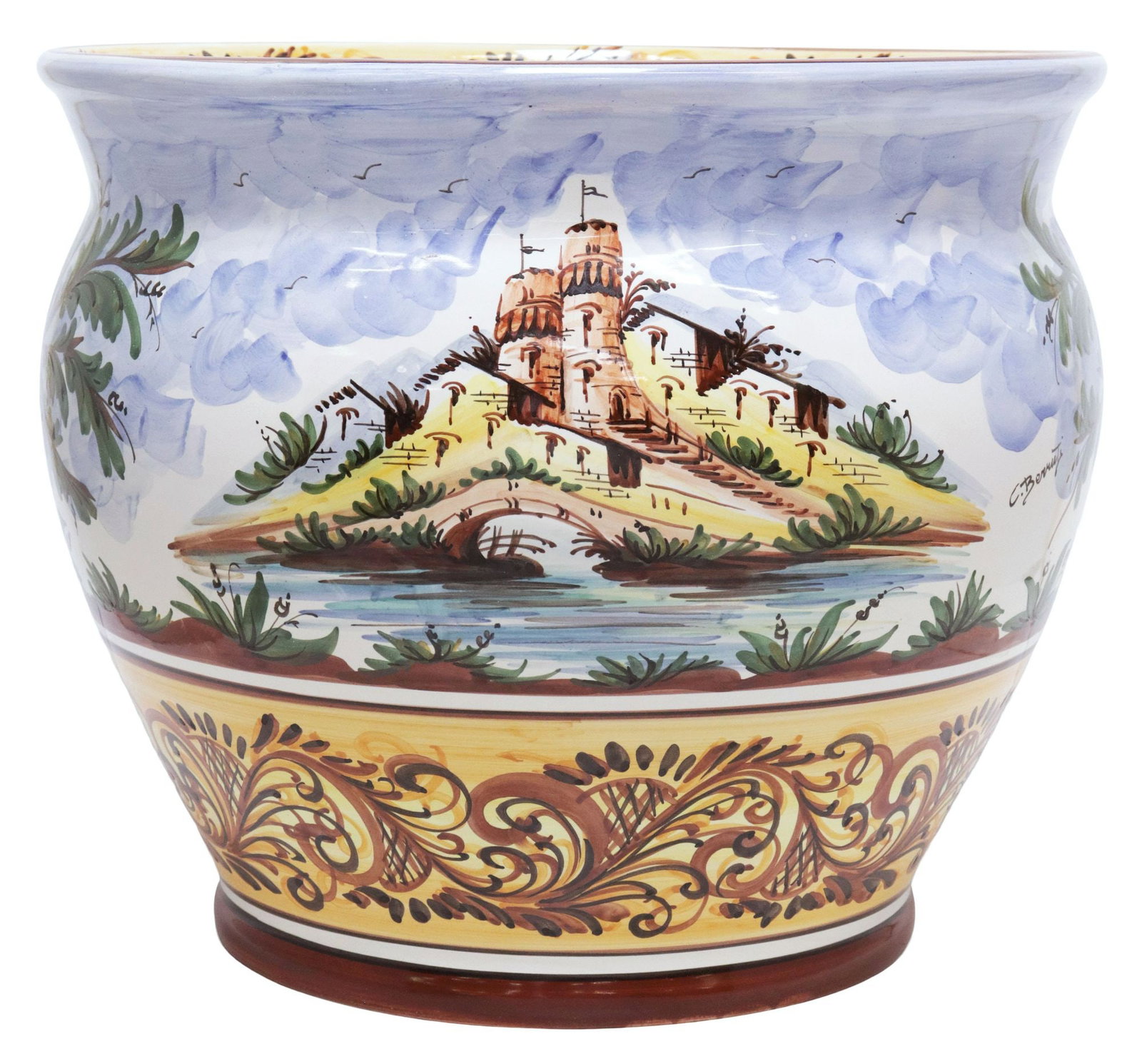 ITALIAN VITTORIA MAZZOTTI ALBISOLA MAJOLICA POTTERY PLANTER (1 of 4)
