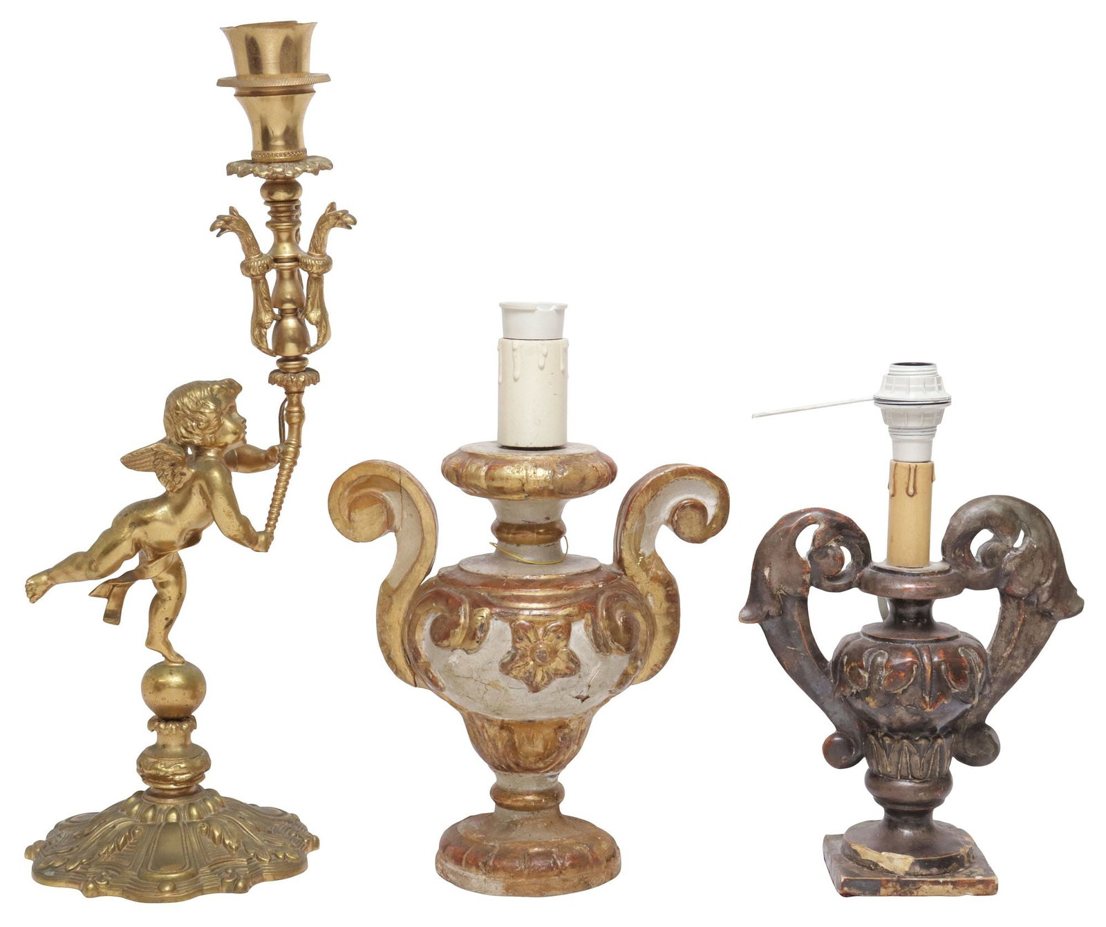 (3) ITALIAN BAROQUE-STYLE & FIGURAL CUPID 1-LIGHT TABLE LAMPS (1 of 5)