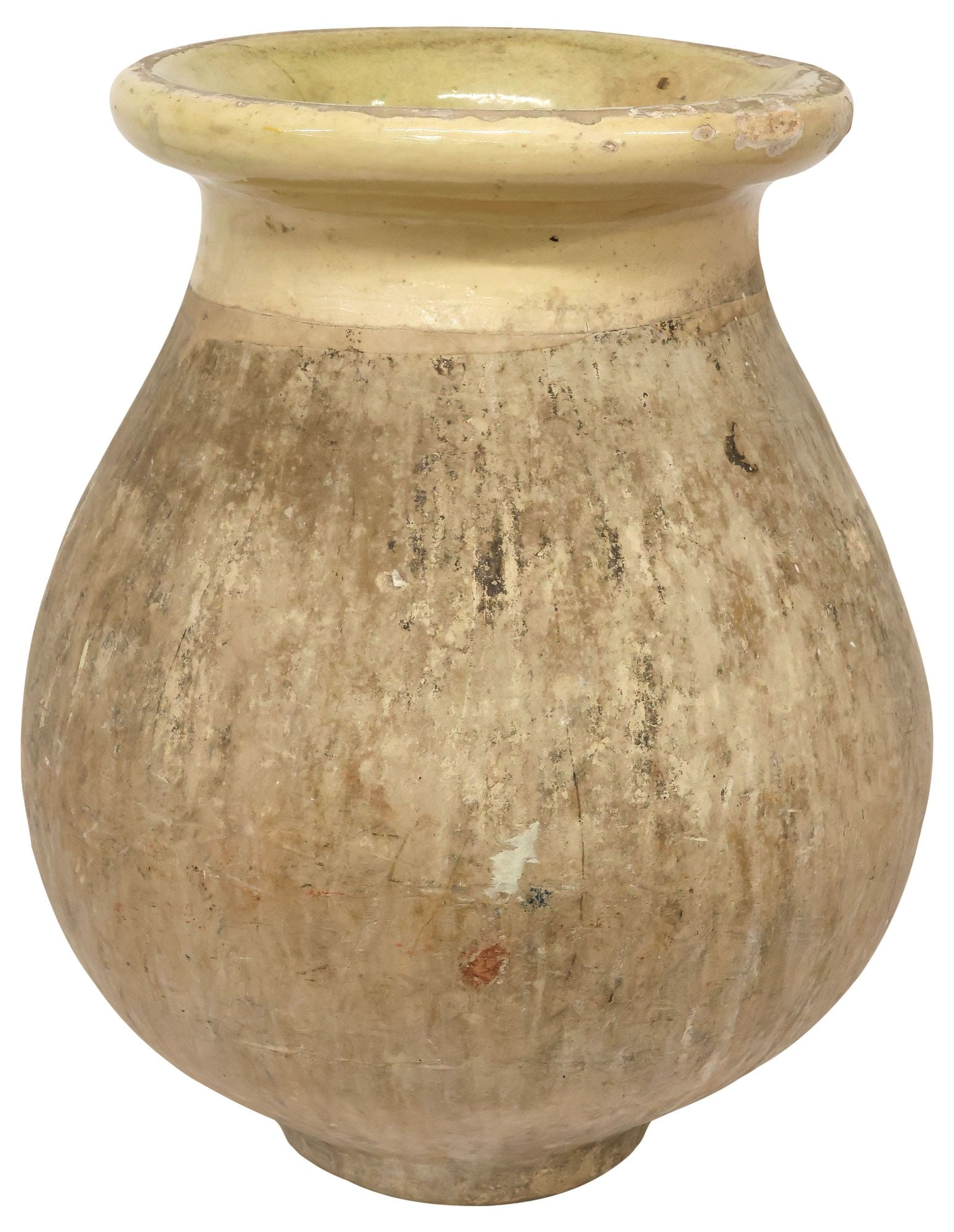 LARGE TUSCAN PARTIAL-GLAZED EARTHENWARE OLIVE JAR, 20"H (1 of 4)
