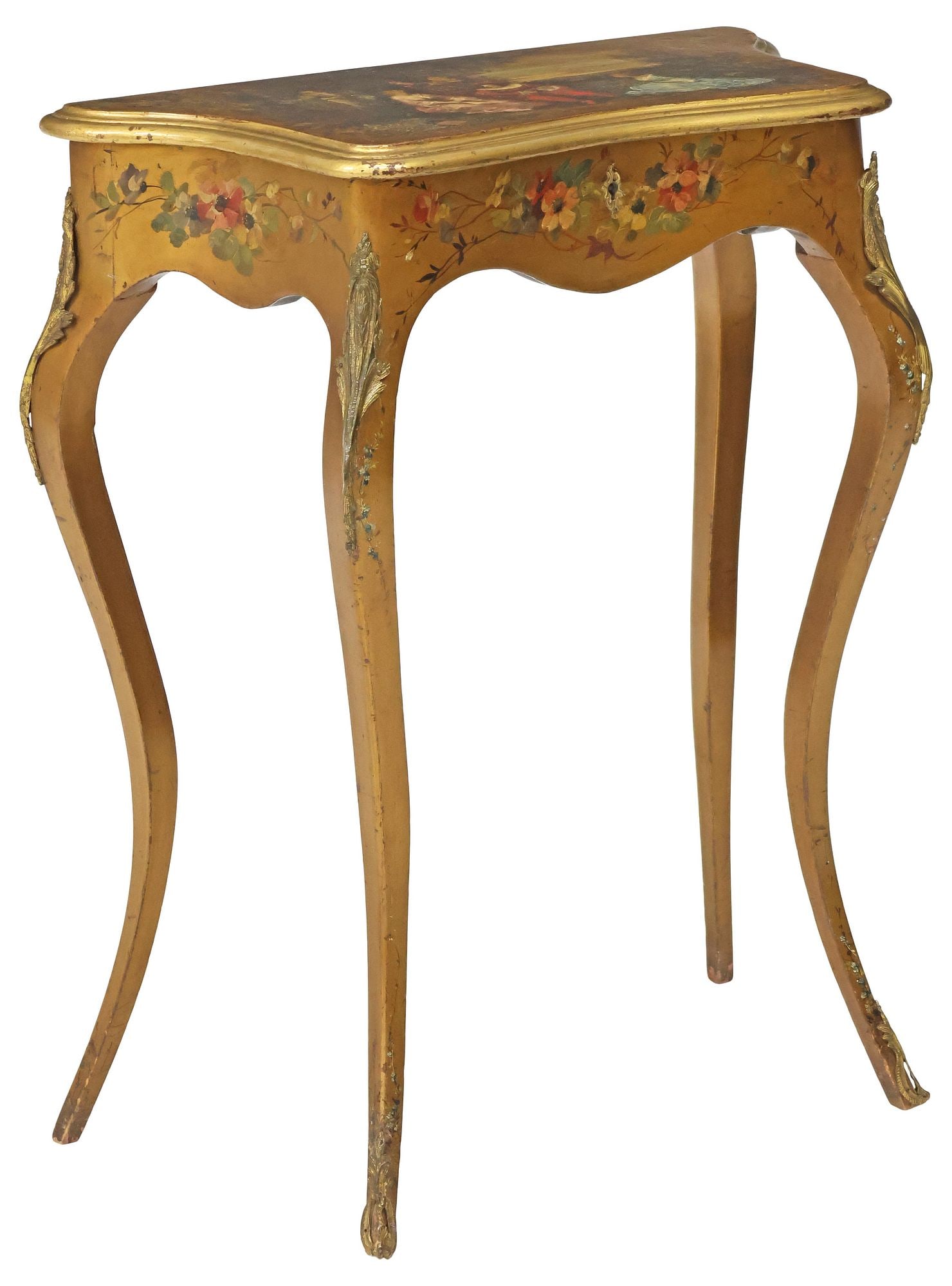 FRENCH LOUIS XV 'VERNIS MARTIN' STYLE PAINTED LIFT-TOP SIDE TABLE (1 of 6)