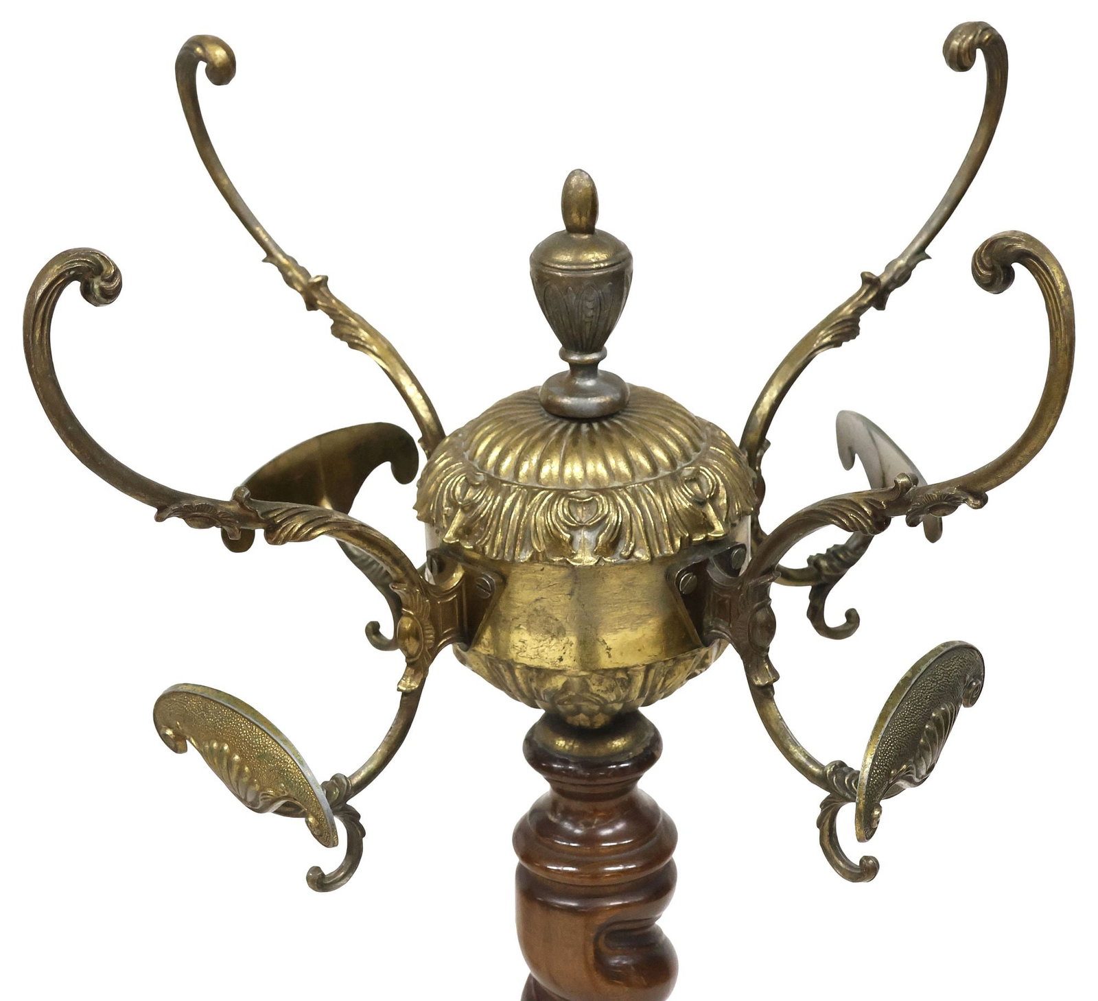 ITALIAN GILT METAL & SPIRAL TURNED WOOD HALL TREE (1 of 4)