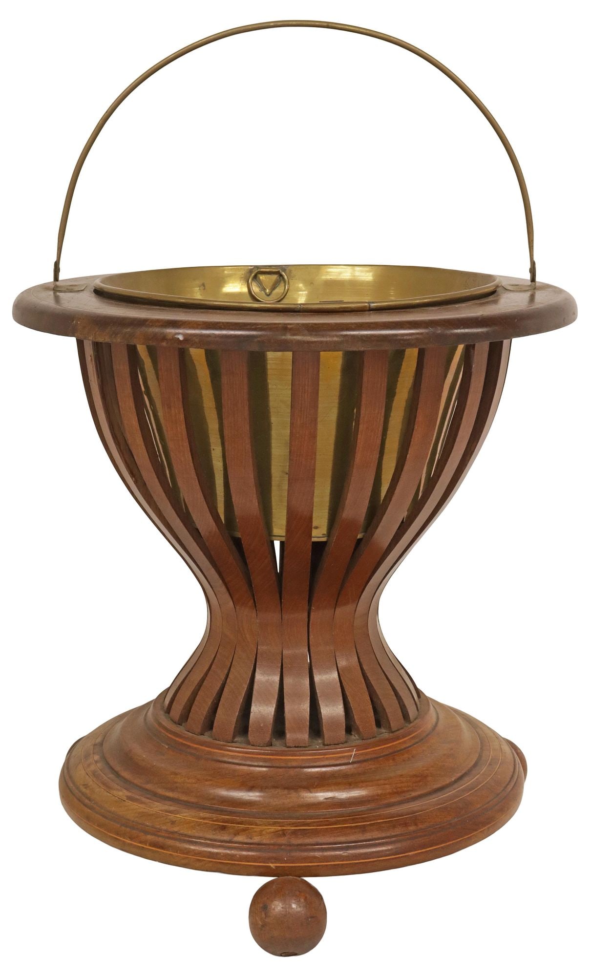 DUTCH INLAID MAHOGANY URN-FORM 'TEESTOOF' TEA KETTLE BUCKET (1 of 5)