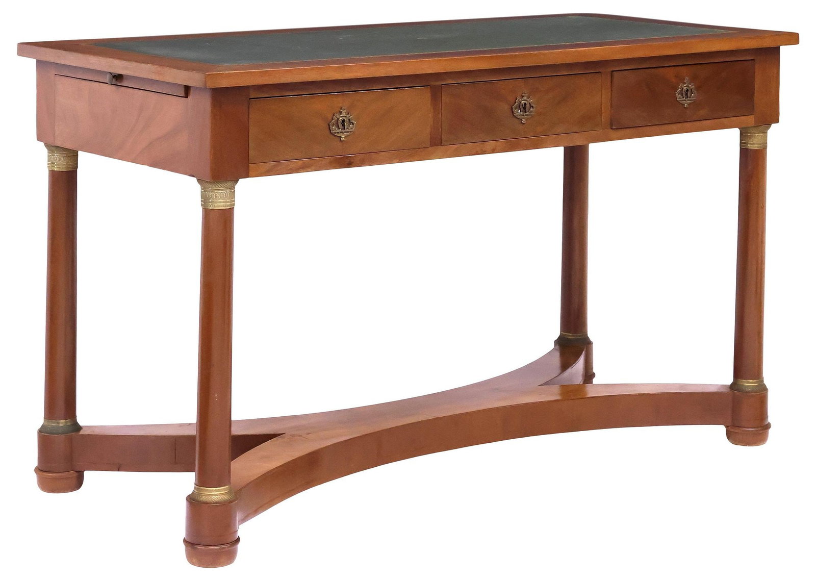 FRENCH EMPIRE STYLE LEATHER-INSET MAHOGANY WRITING DESK (1 of 6)