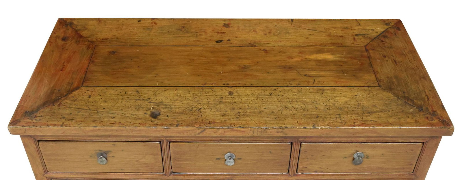 CHINESE RECTANGULAR ELM 5-DRAWER CONSOLE TABLE - 3