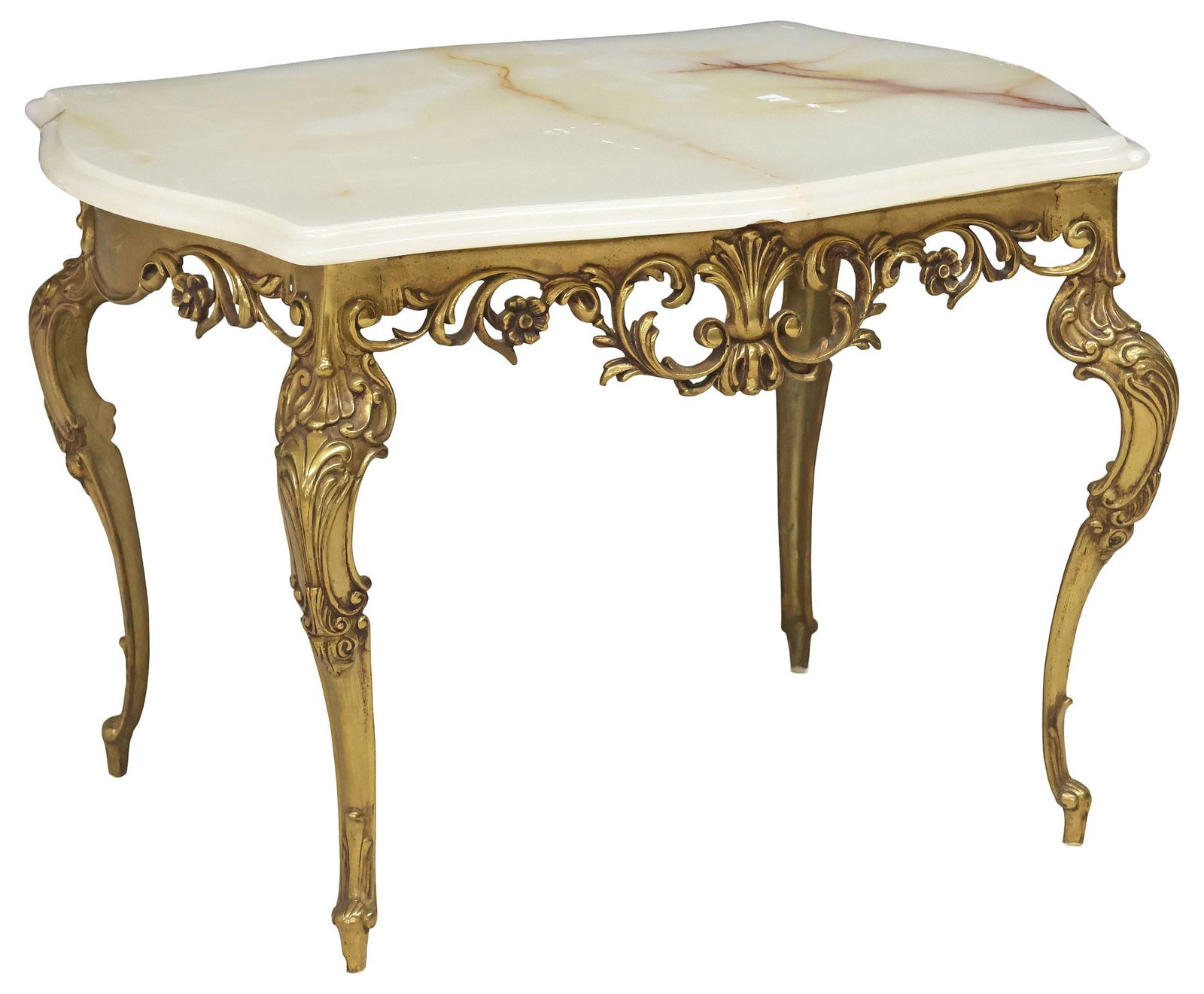 LOUIS XV STYLE ONYX-TOP GILT-METAL SIDE TABLE (1 of 4)