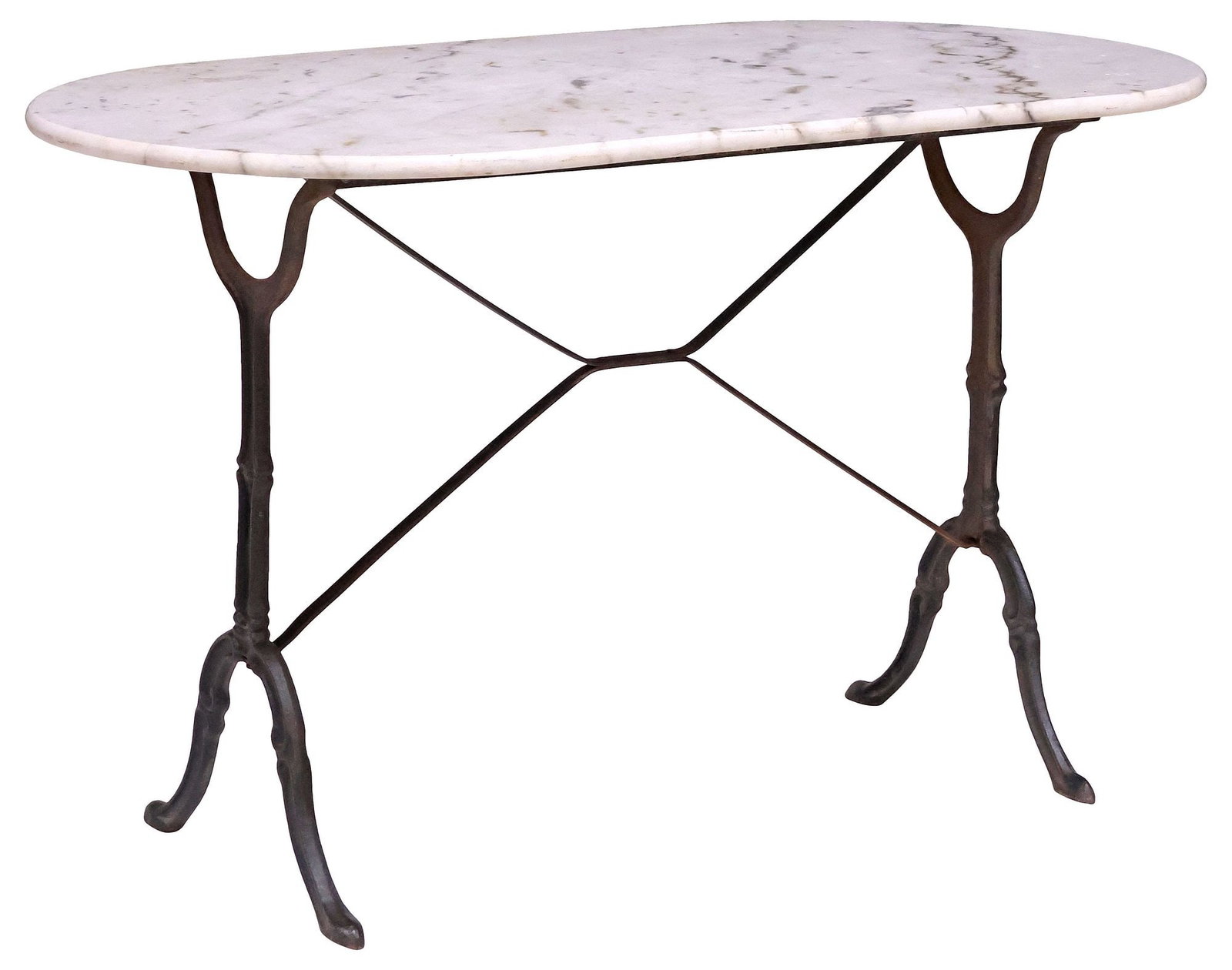 FRENCH MARBLE-TOP CAST IRON BISTRO TABLE (1 of 4)