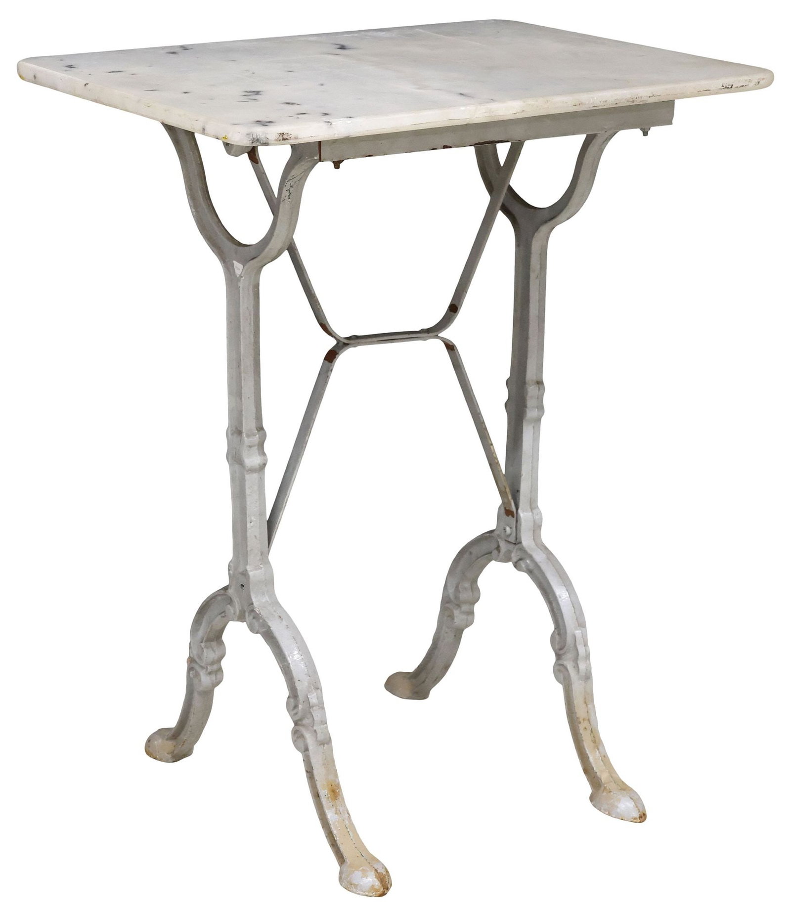 FRENCH MARBLE-TOP PAINTED CAST IRON BISTRO TABLE (1 of 4)