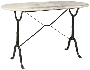 FRENCH MARBLE-TOP CAST IRON BISTRO TABLE