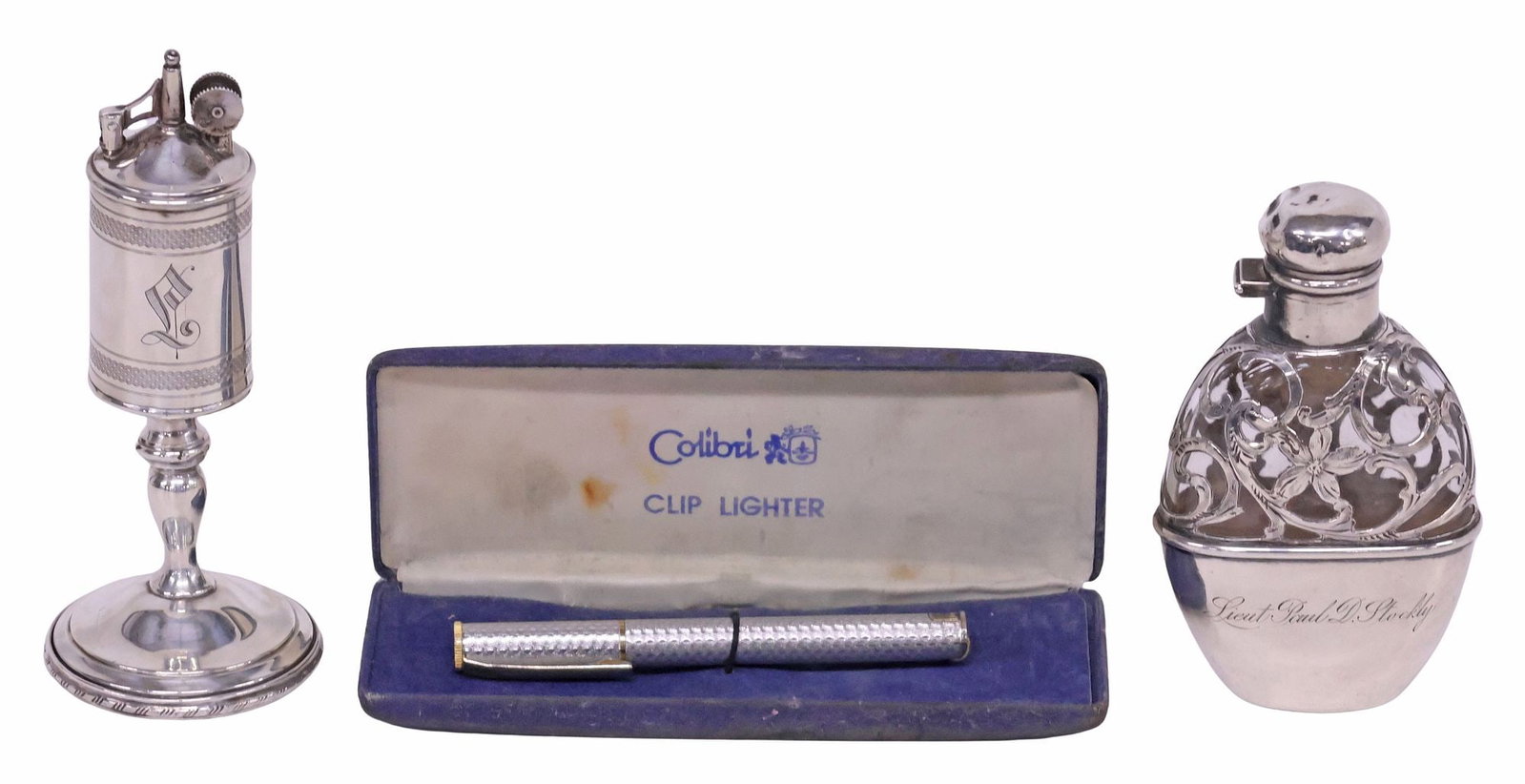 (3) ALVIN STERLING SILVER-MOUNTED FLASK, WEBSTER & COLIBRI LIGHTERS (1 of 11)